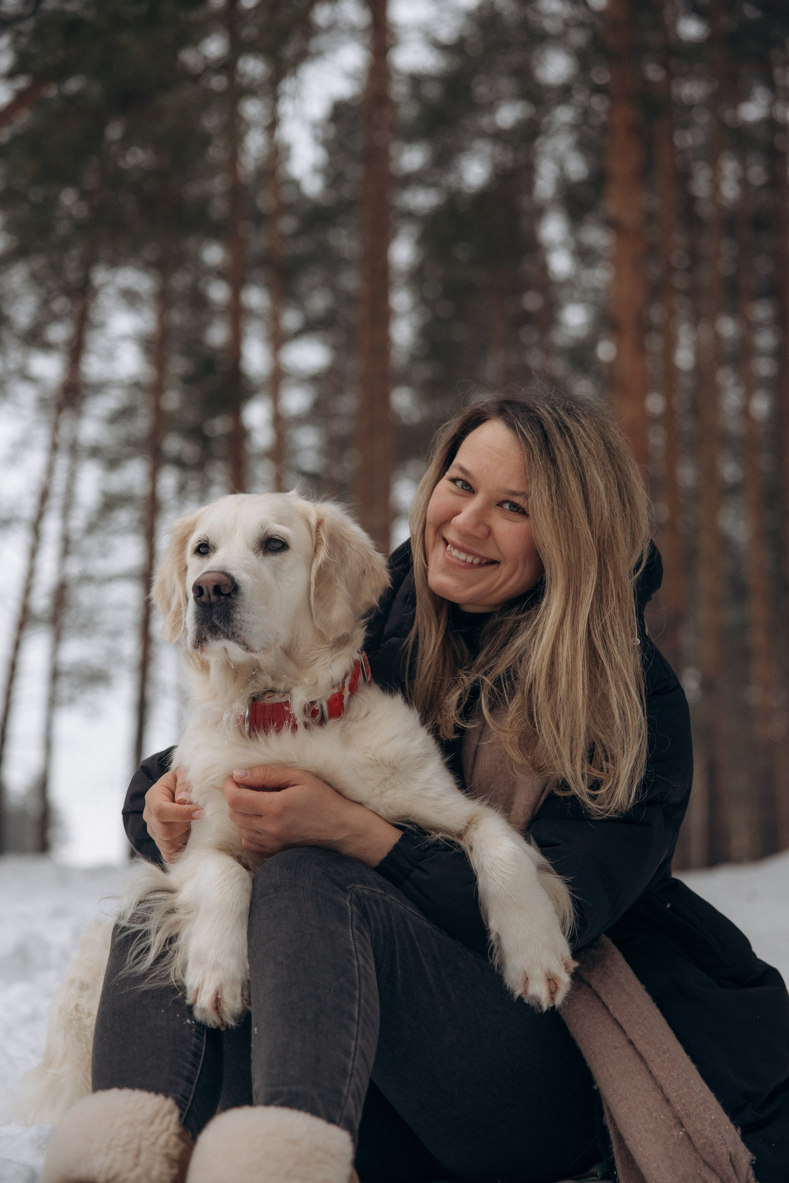 Зима. Лес. Татьяна и Делла. Фотограф анималист в Казани Алина Сулейманова. Фотограф животных