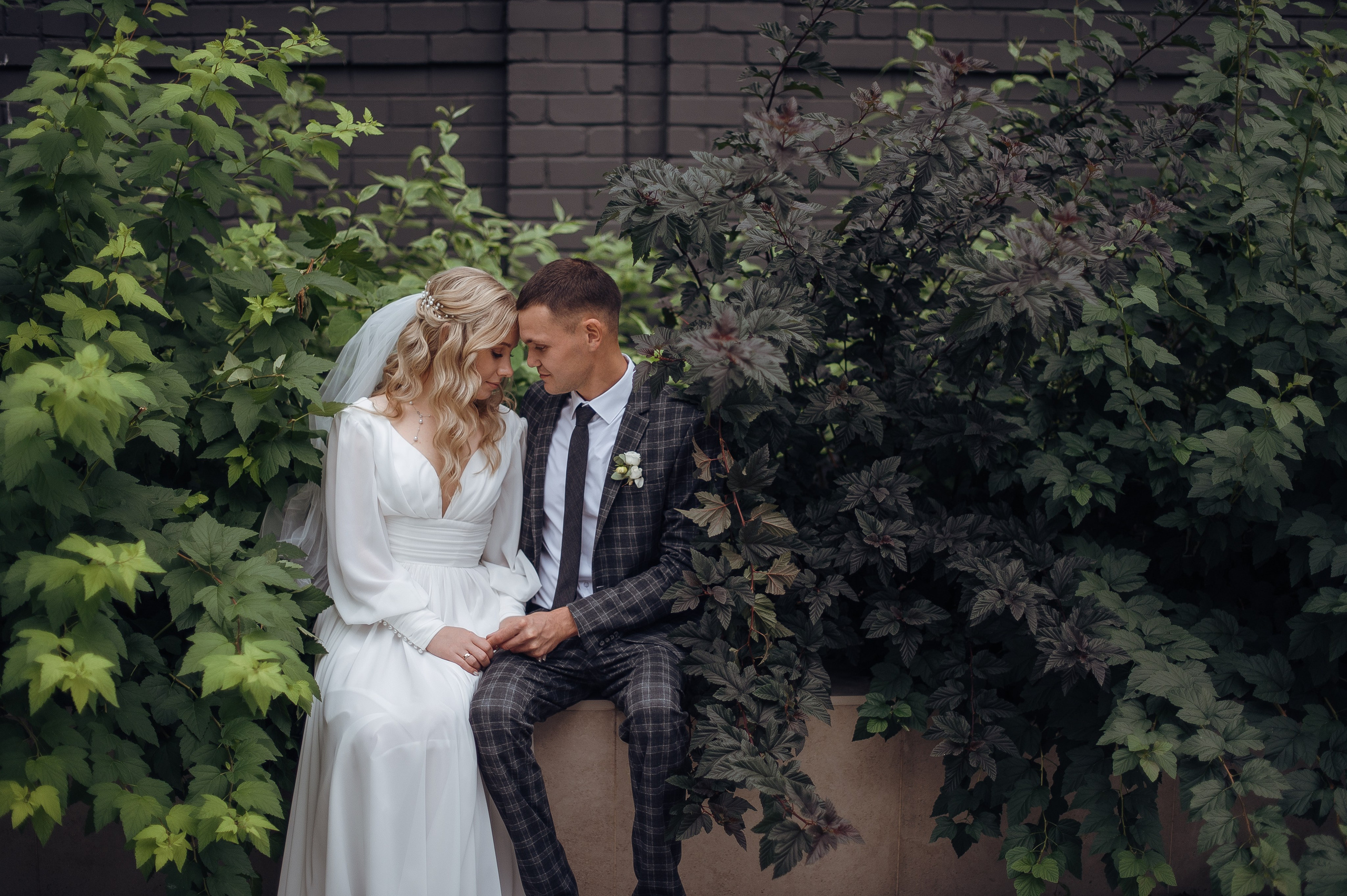 Жених, нежно держащий в руках свой цветок невесты