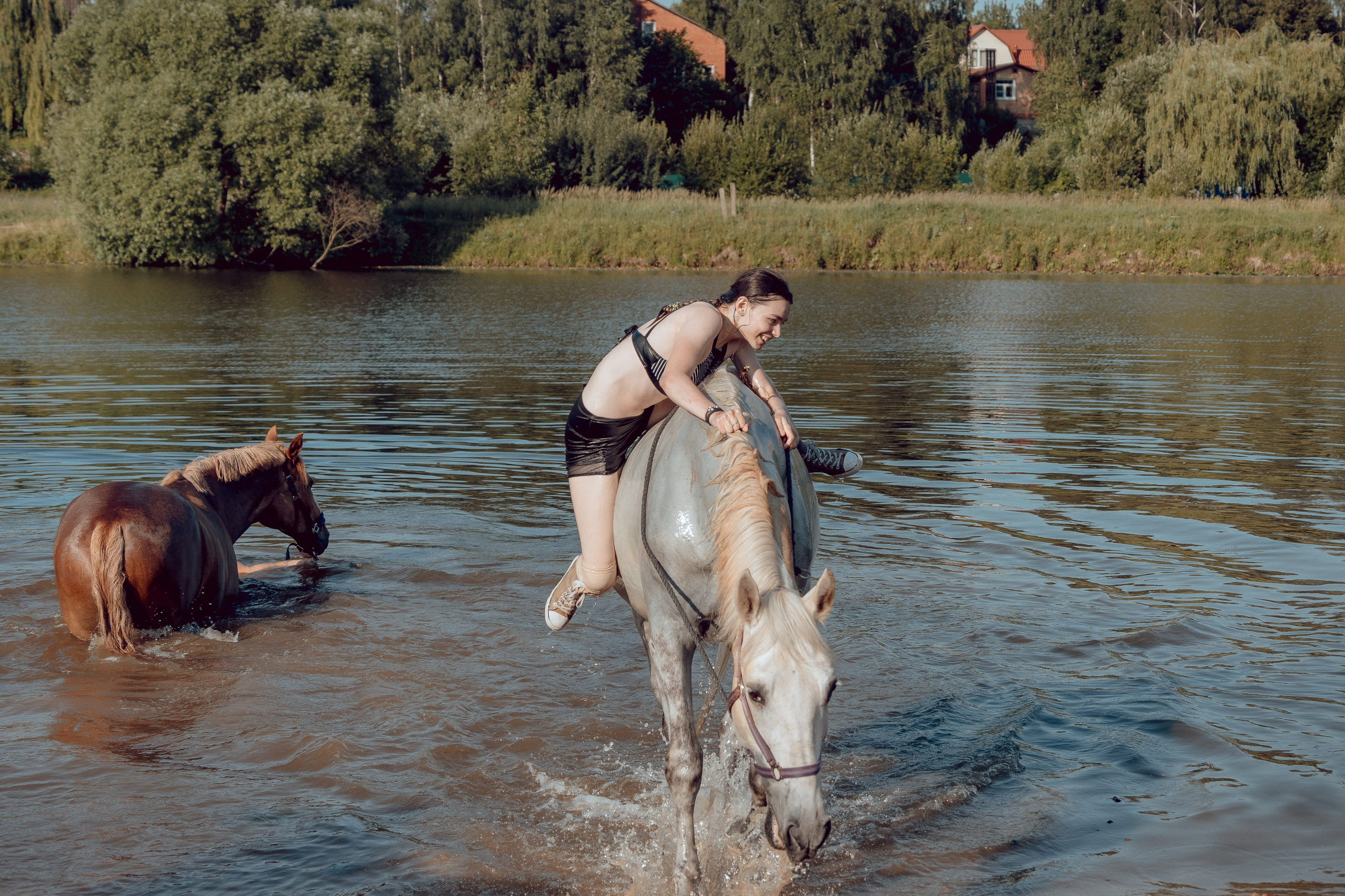 Купание лошадей 05.07.2024. Портретный и семейный фотограф в Москве/Видное