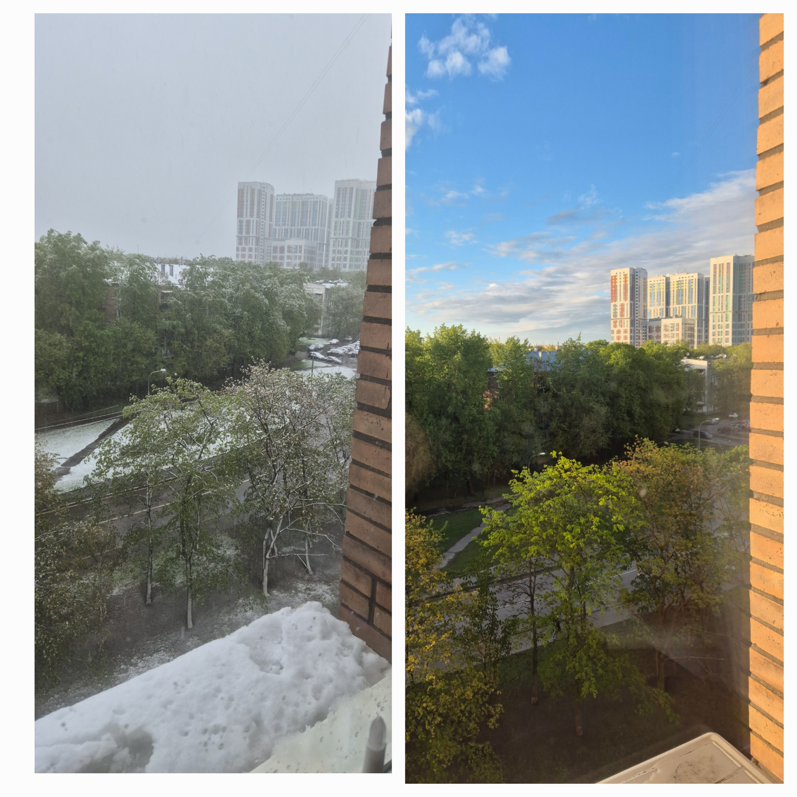 2 мая. Утро/вечер. Побит рекорд по выпадению снега, который держался 116 лет