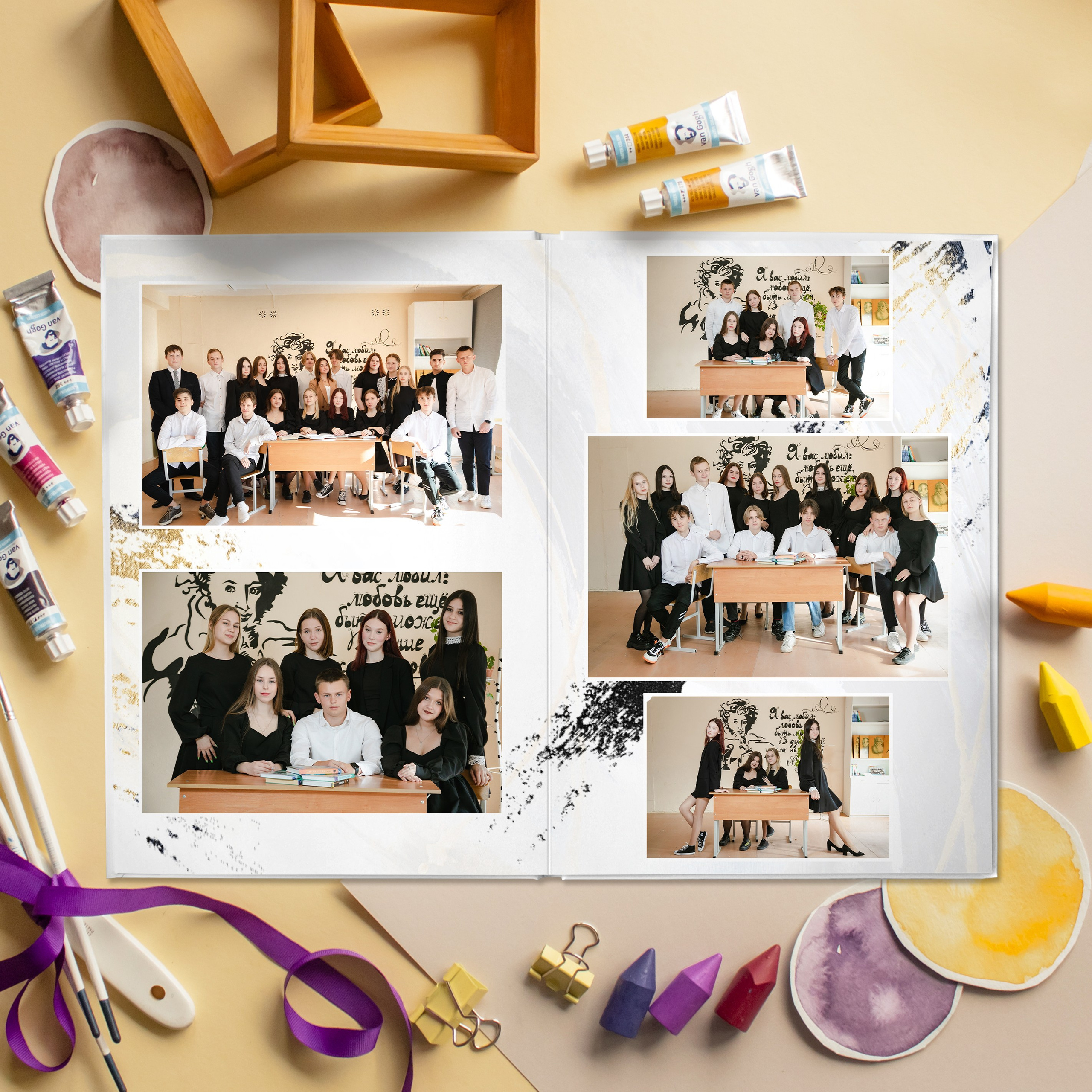 Выпускной альбом для старшей школы 5 разворотов. Выпускные альбомы для детского сада и школы в Москве