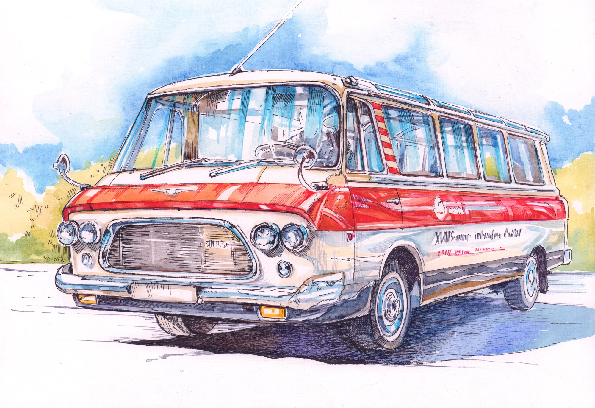 Легковые и грузовые автомашины СССР. Художник Александр Петрунин