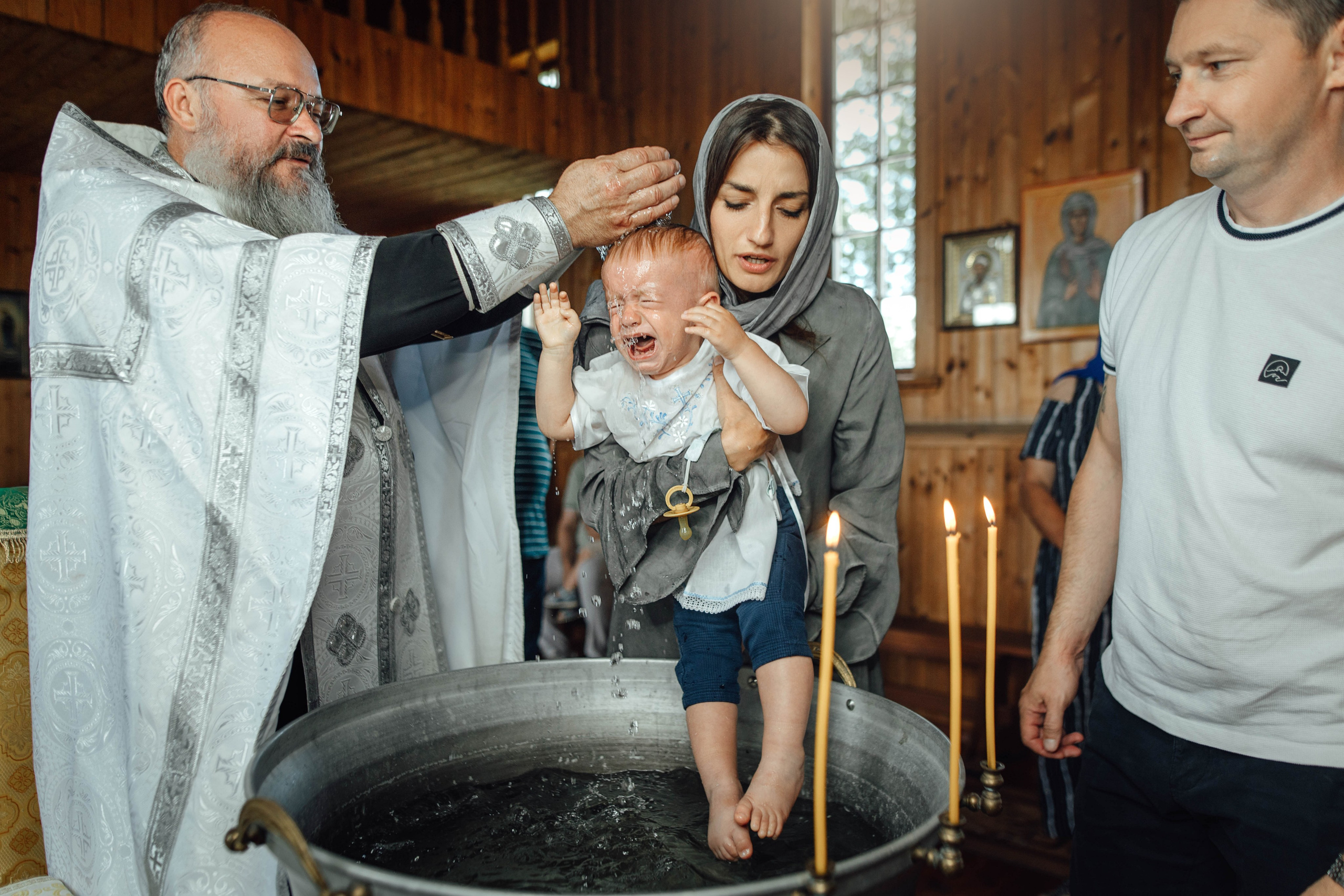 Крещение Тимофея, д. Киевец, храм Святой Троицы, август 2025