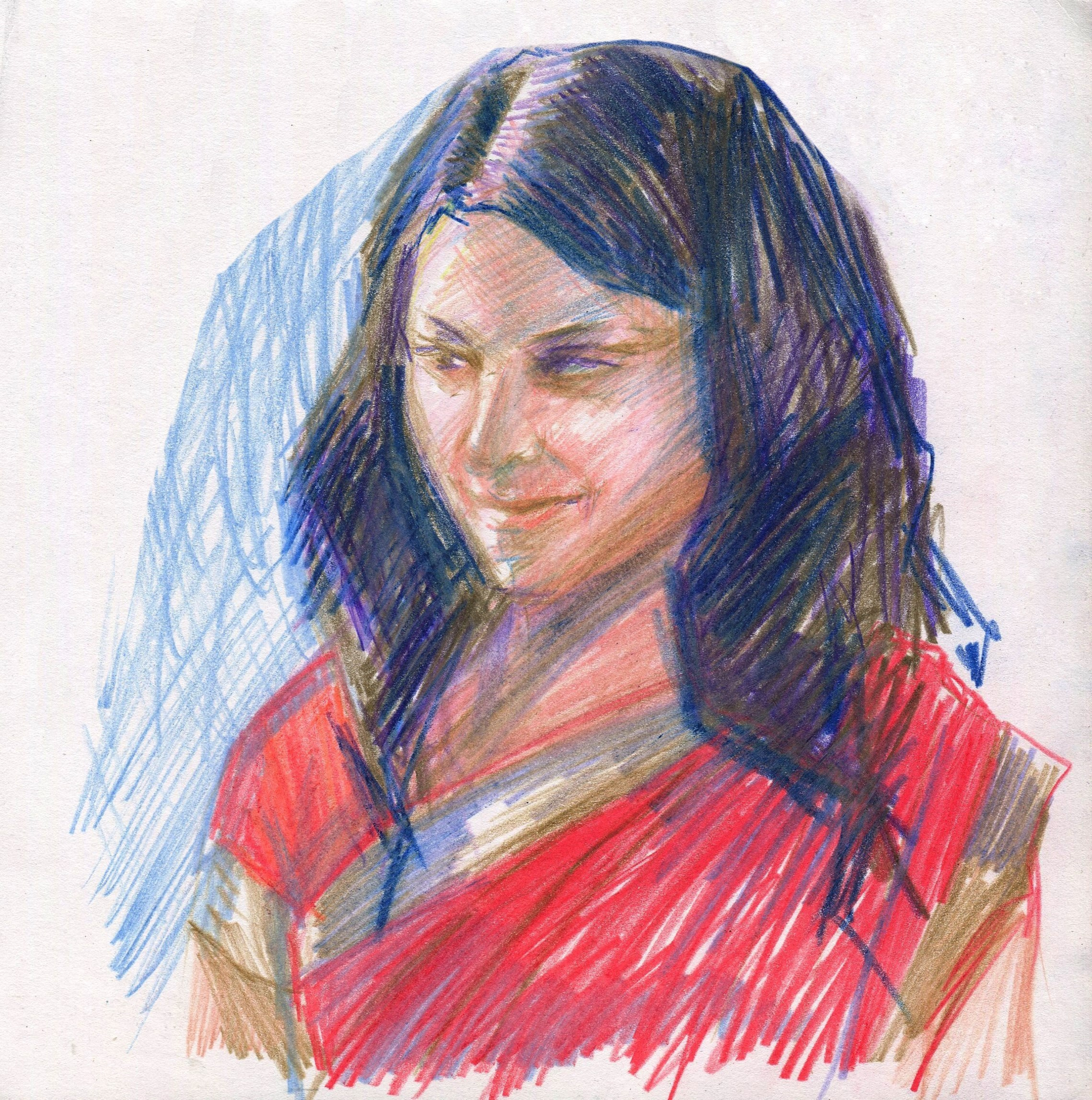 Портрет Нины цветными карандашами, Азизова Лена