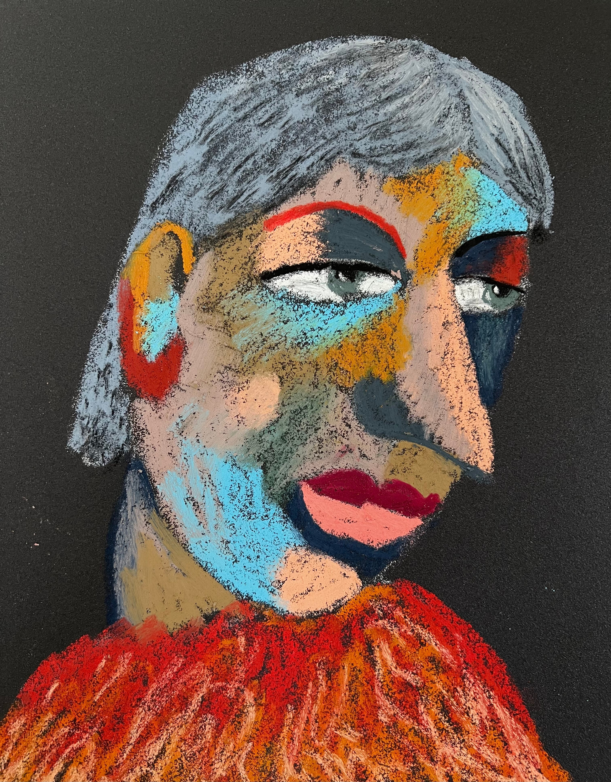 Isabel. Oil pastel, sandpaper. 28 x 23 cm