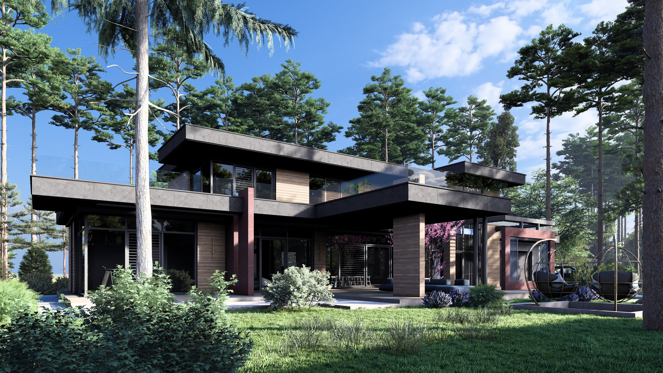 Проект " Лес " Частный дом с зоной СПА. Архитектурное проектирование