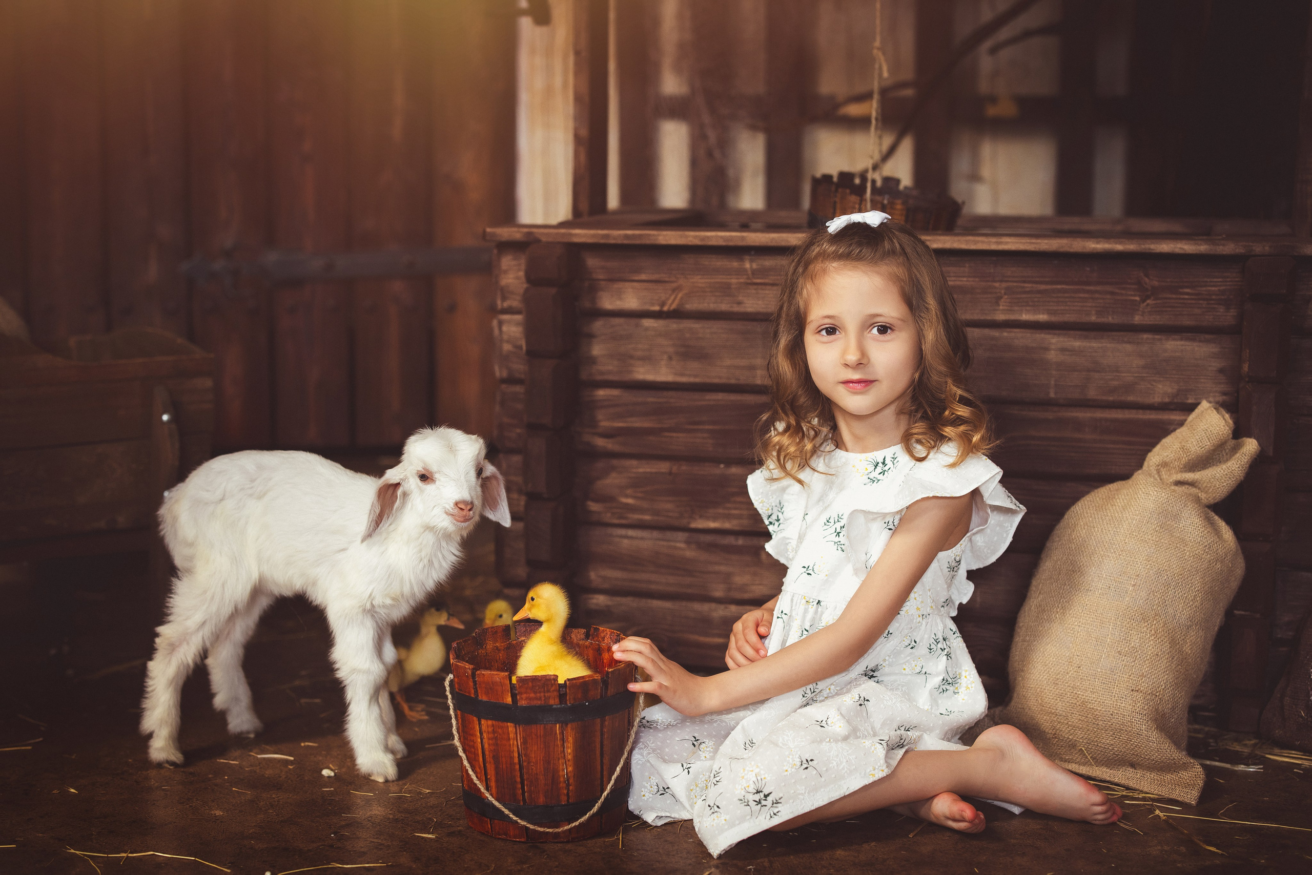 Пасхальный фотопроект с козочкой и утятами, в фотостудии «Эль» 2024 г. Семейный и детский фотограф в Краснодаре Анна Трашкова