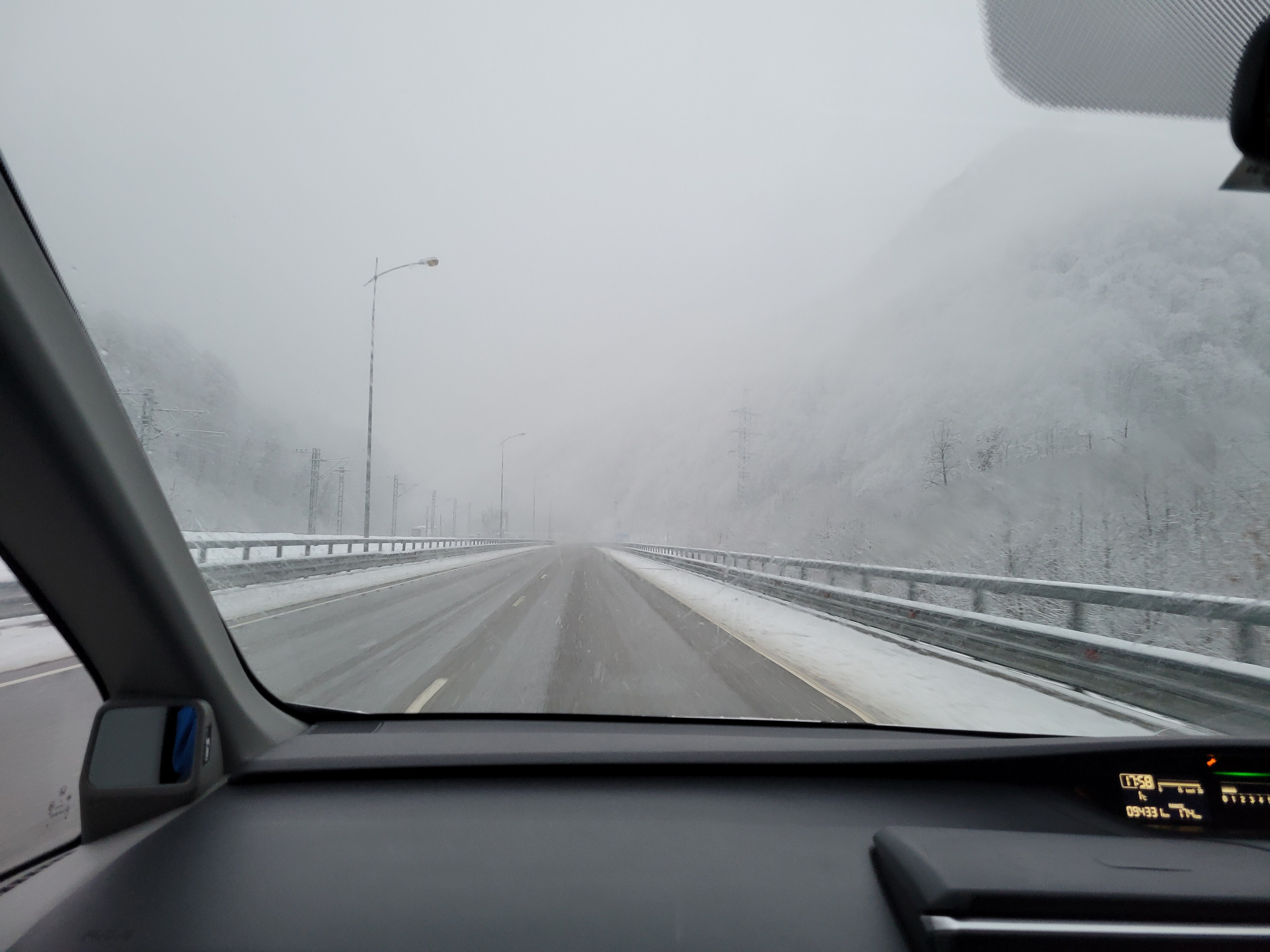 Road from mountains. Before tunnel