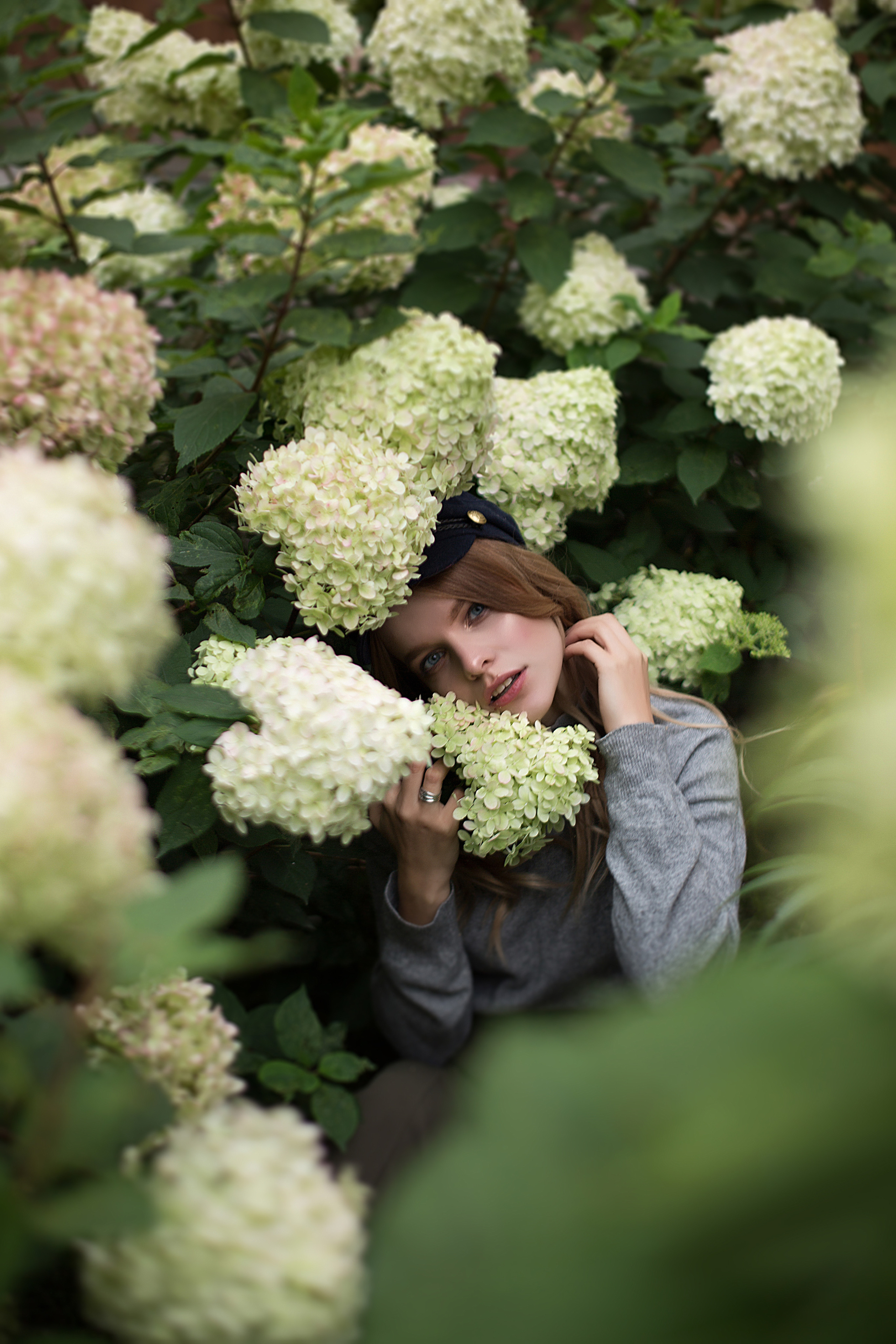 Съемка девушки в гортензиях. Портретный фотограф в Санкт-Петербурге