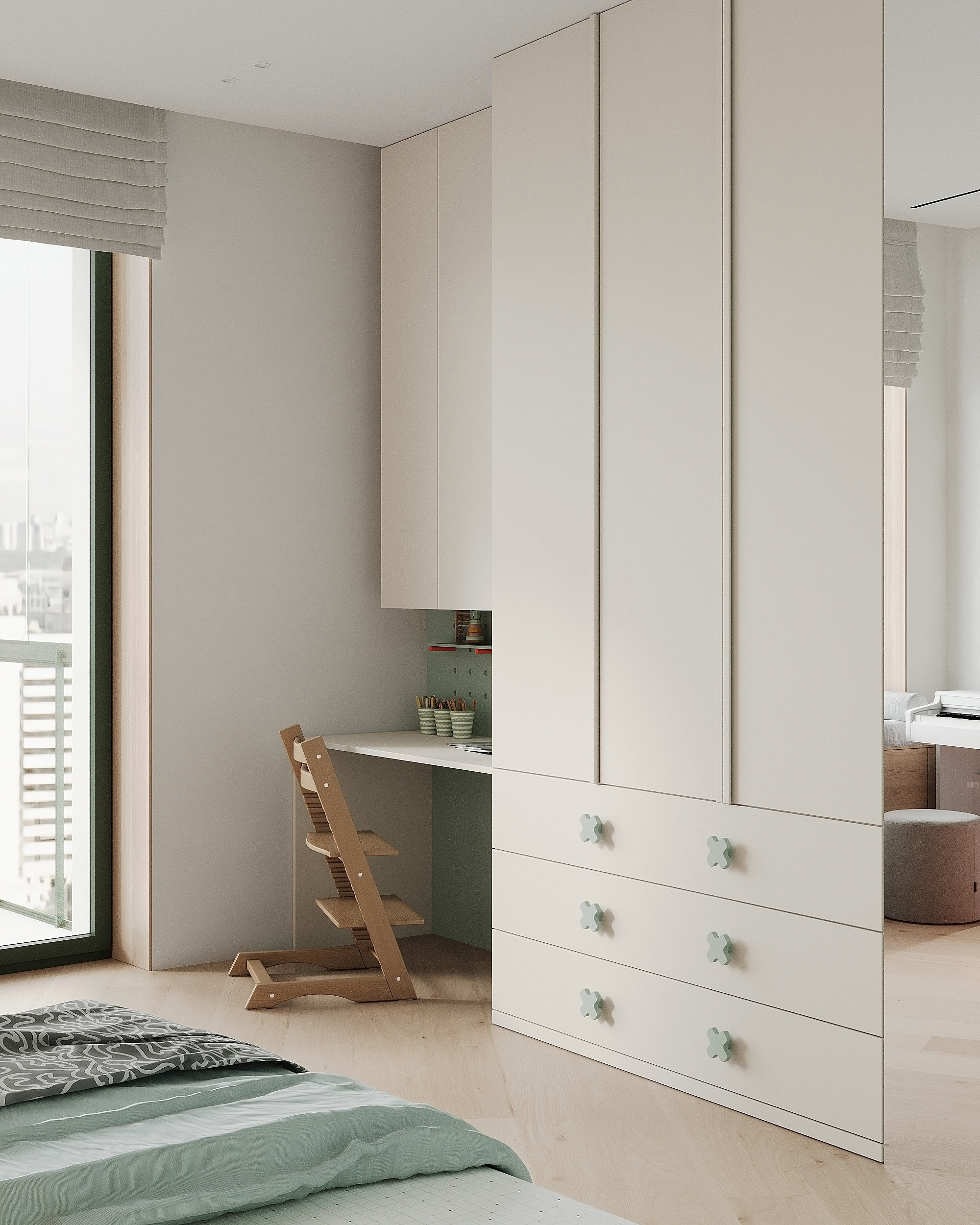 Детская. Яркая детская. Комната подростка. Минмализм. Светлый интерьтер. Яркий цвет. Минималистичная спальня. Дизайн интерьера. современный стиль, минимализм, функционализм, скандинавский стиль, interior design, minimalism