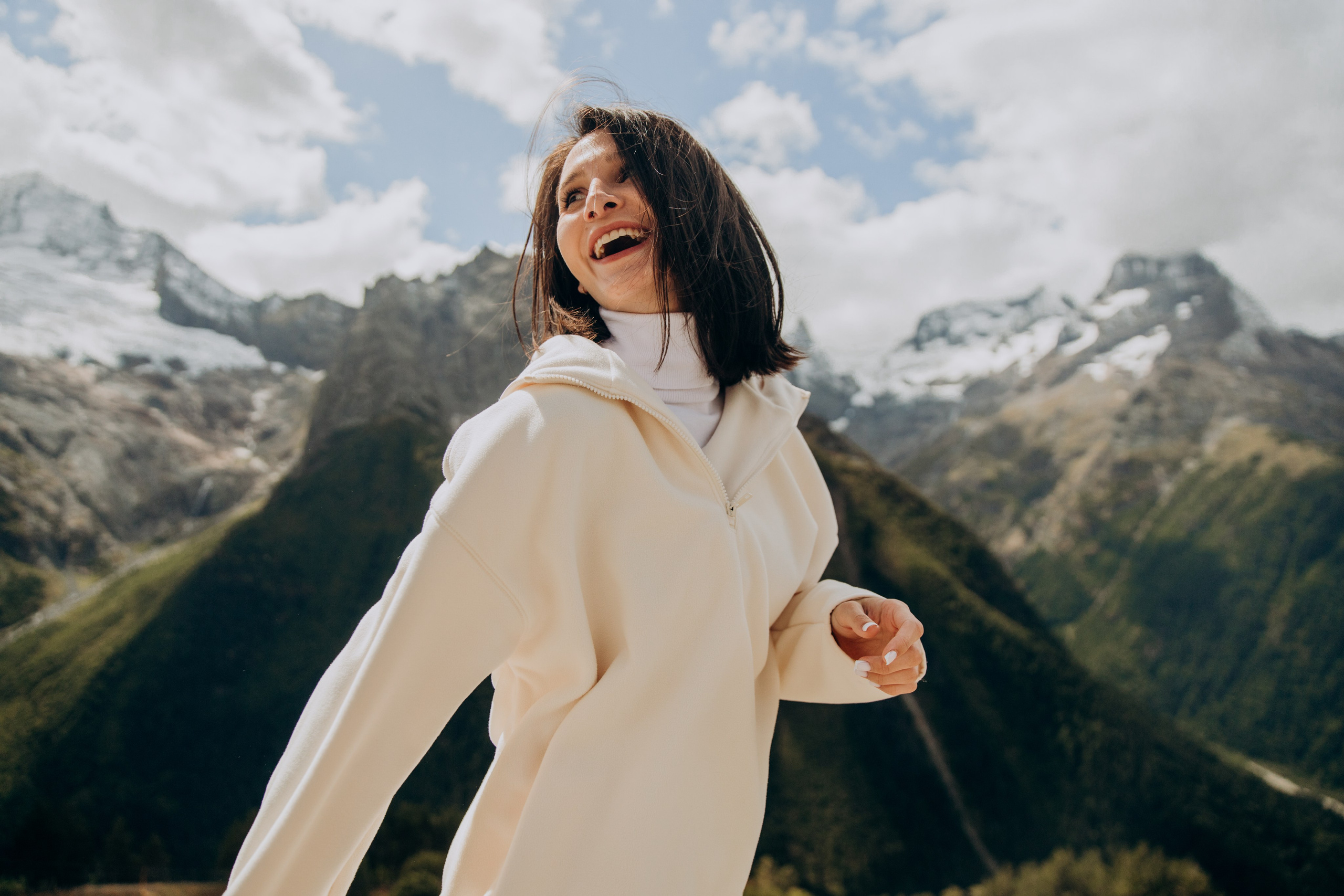 Юля с семьей, Домбай. Портфолио