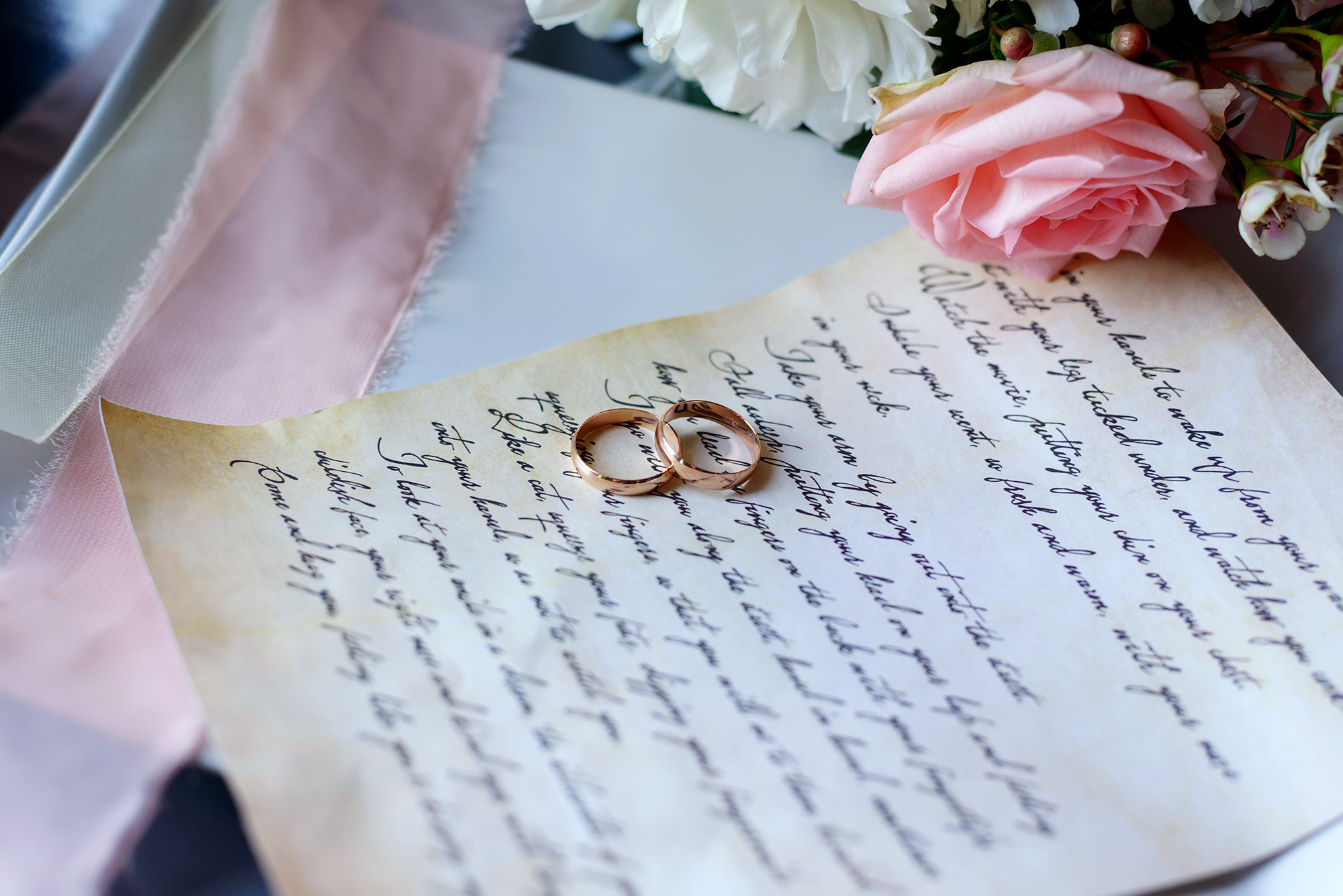 Свадебные кольца на листе