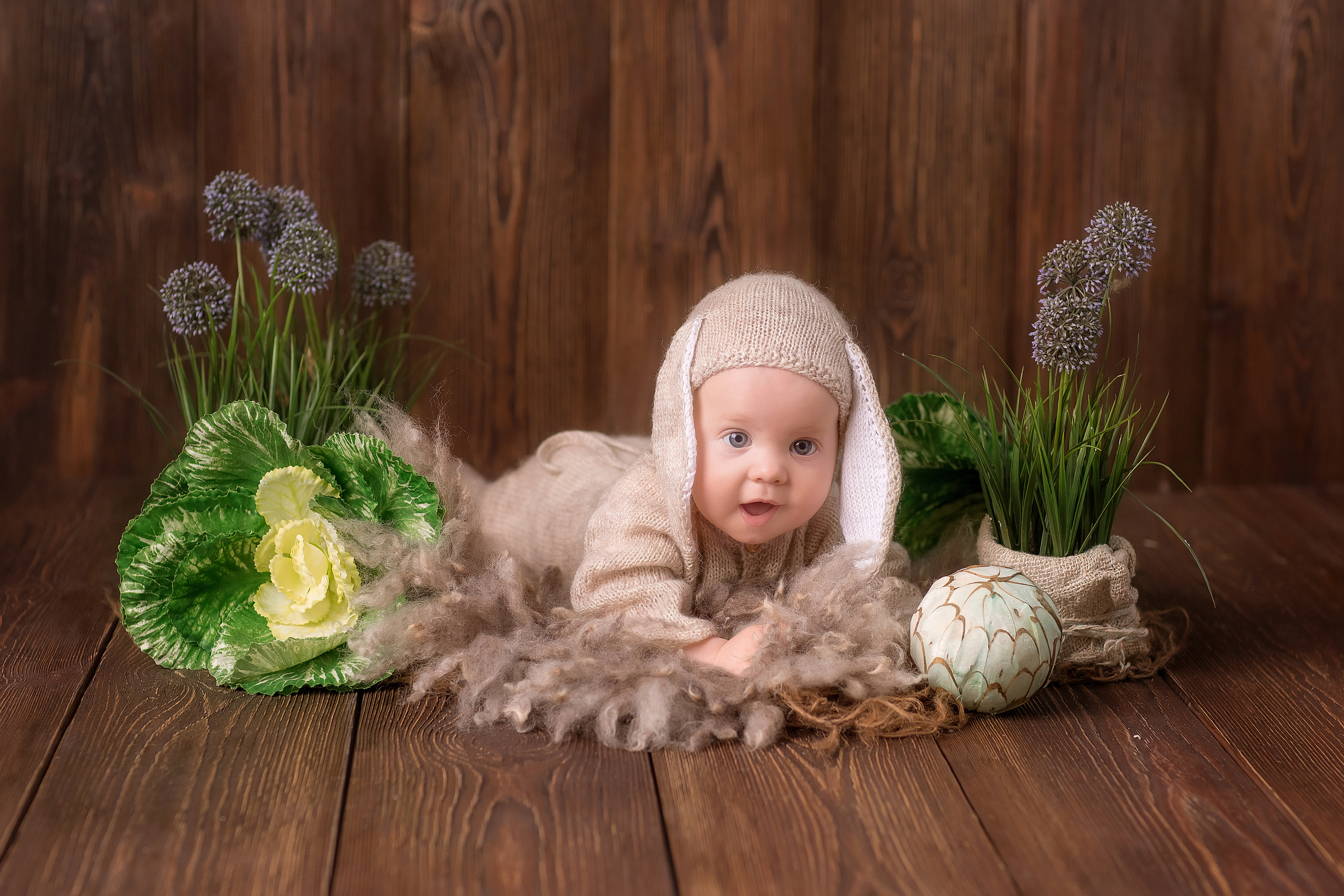 фотосессия малыша в капусте