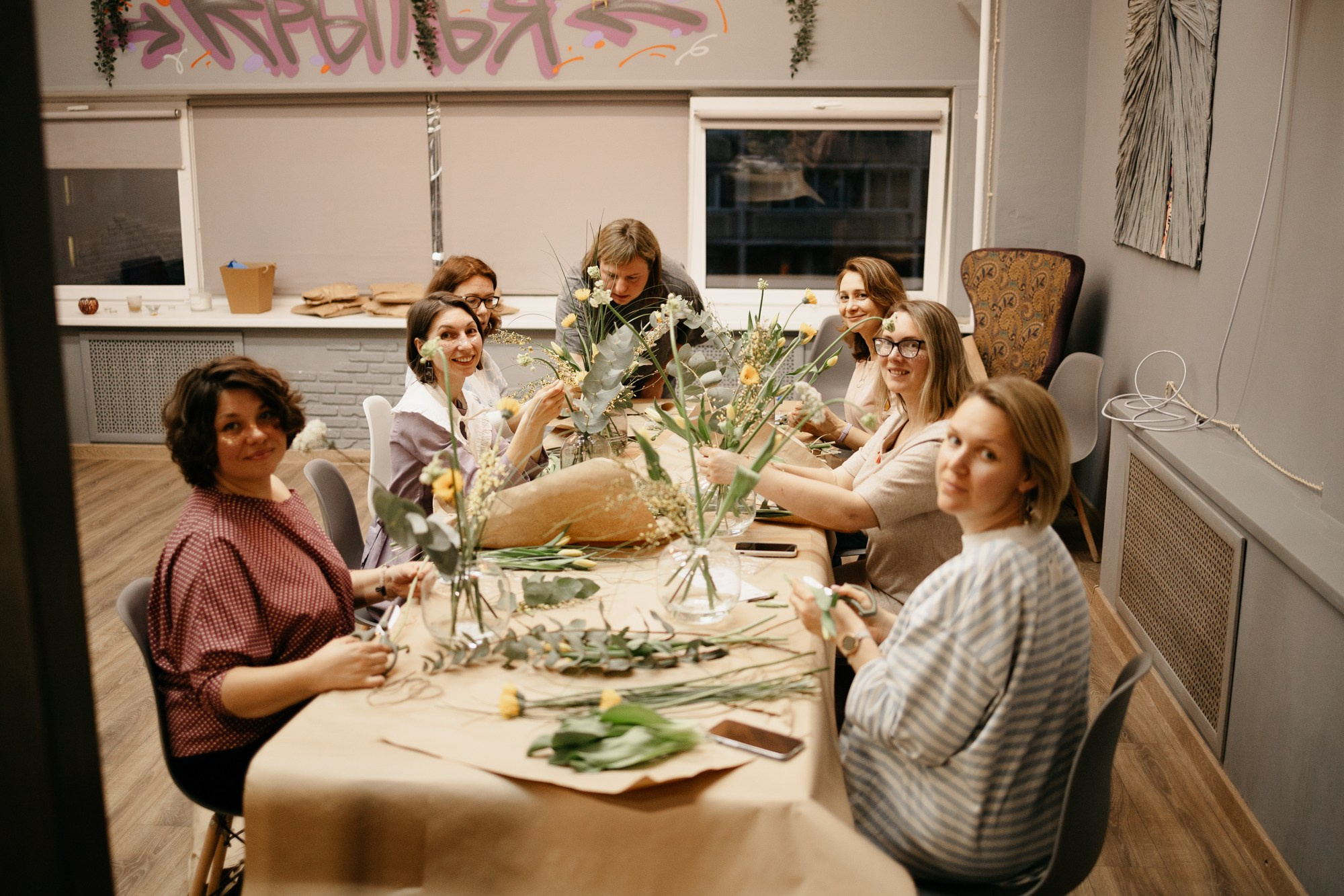 Корпоратив Добрых Праздников и цветочный мастер-класс. Фотограф в Москве