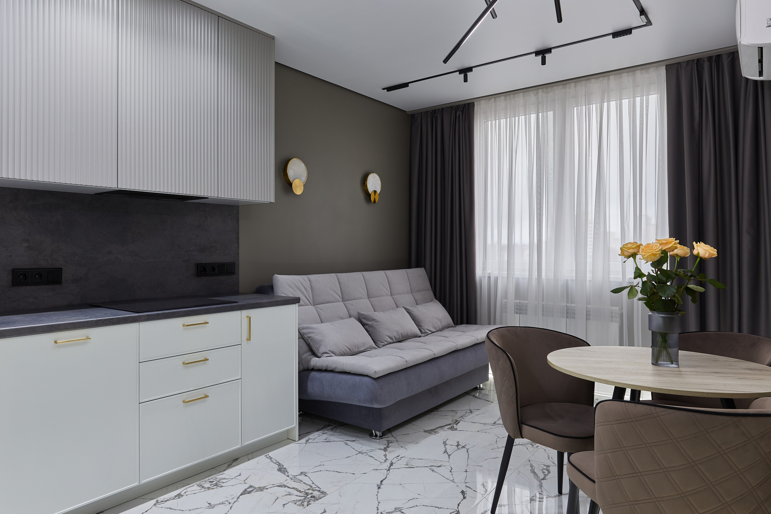 1-КОМНАТНАЯ С ДИЗАЙНЕРСКИМ РЕМОНТОМ В ЖК АЛЬПИЙСКИЙ КВАРТАЛ. Интерьерный фотограф в Сочи Анисимова Ольга