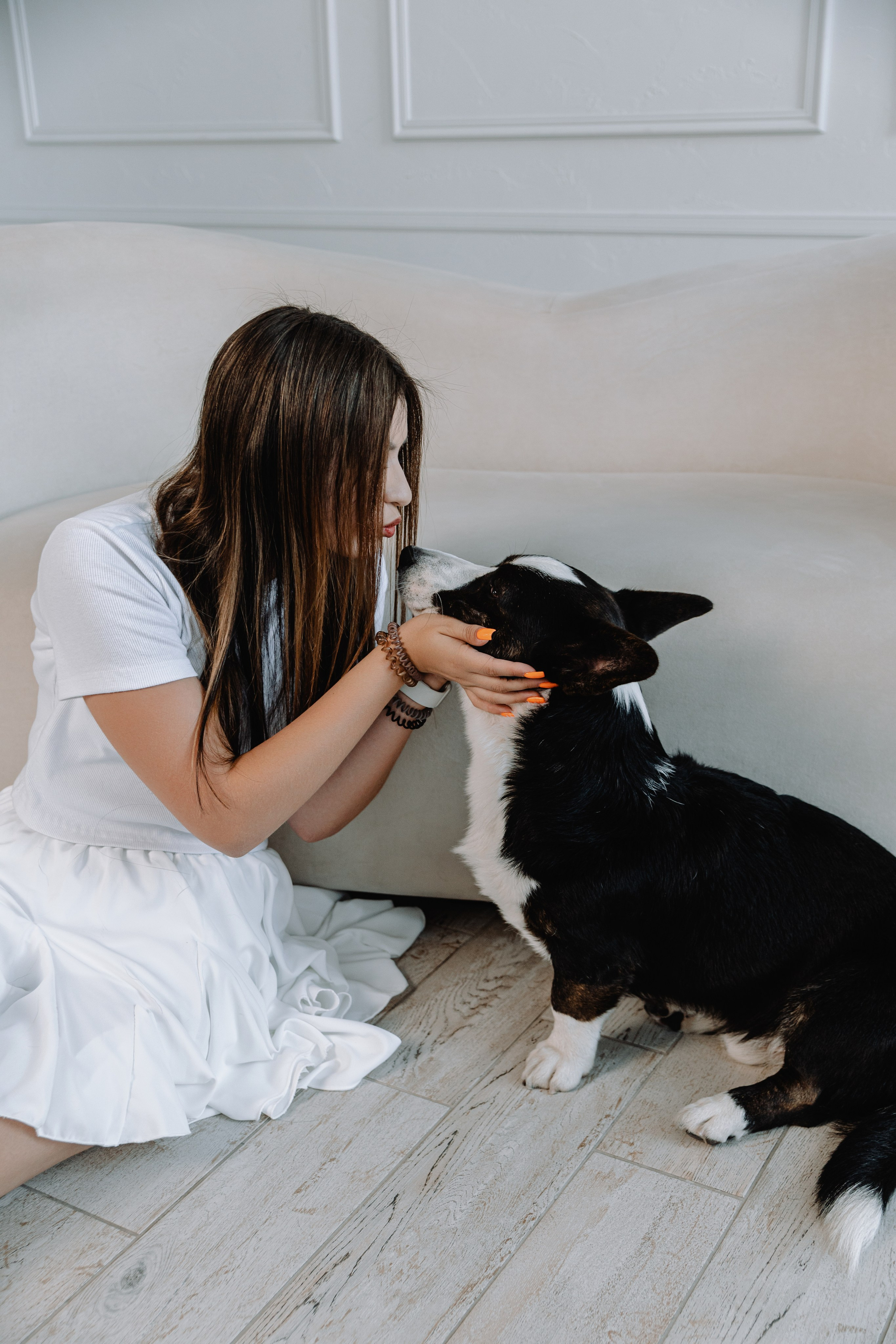 Евгения, Михаил и Дарина и собачка Чарли. Фотограф Воронеж Варвара