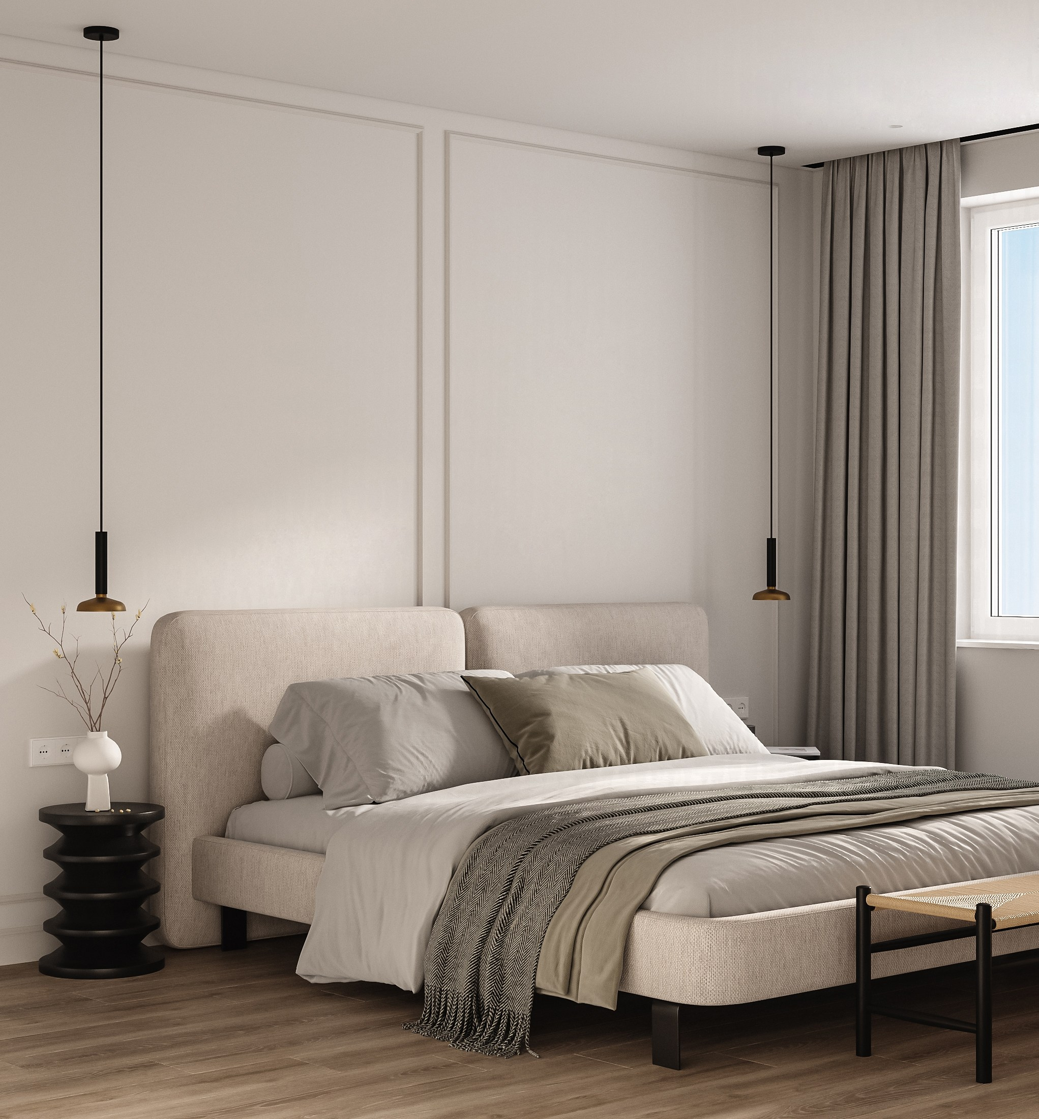 3д визуализация спальни в современном стиле 