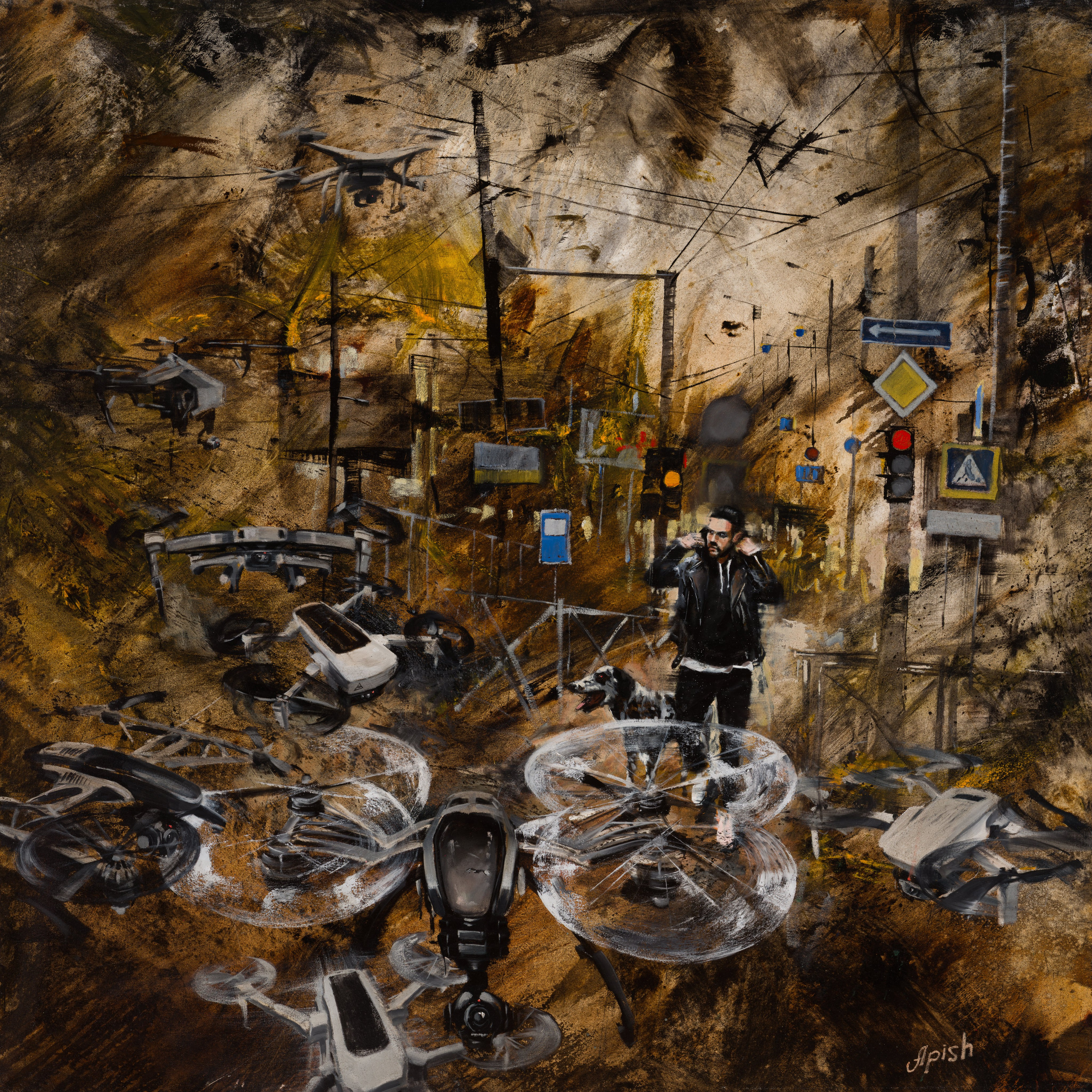 «Хай-тек фауна» - художник Алексей Апиш (холст, масло, 150x150 см, 2022)