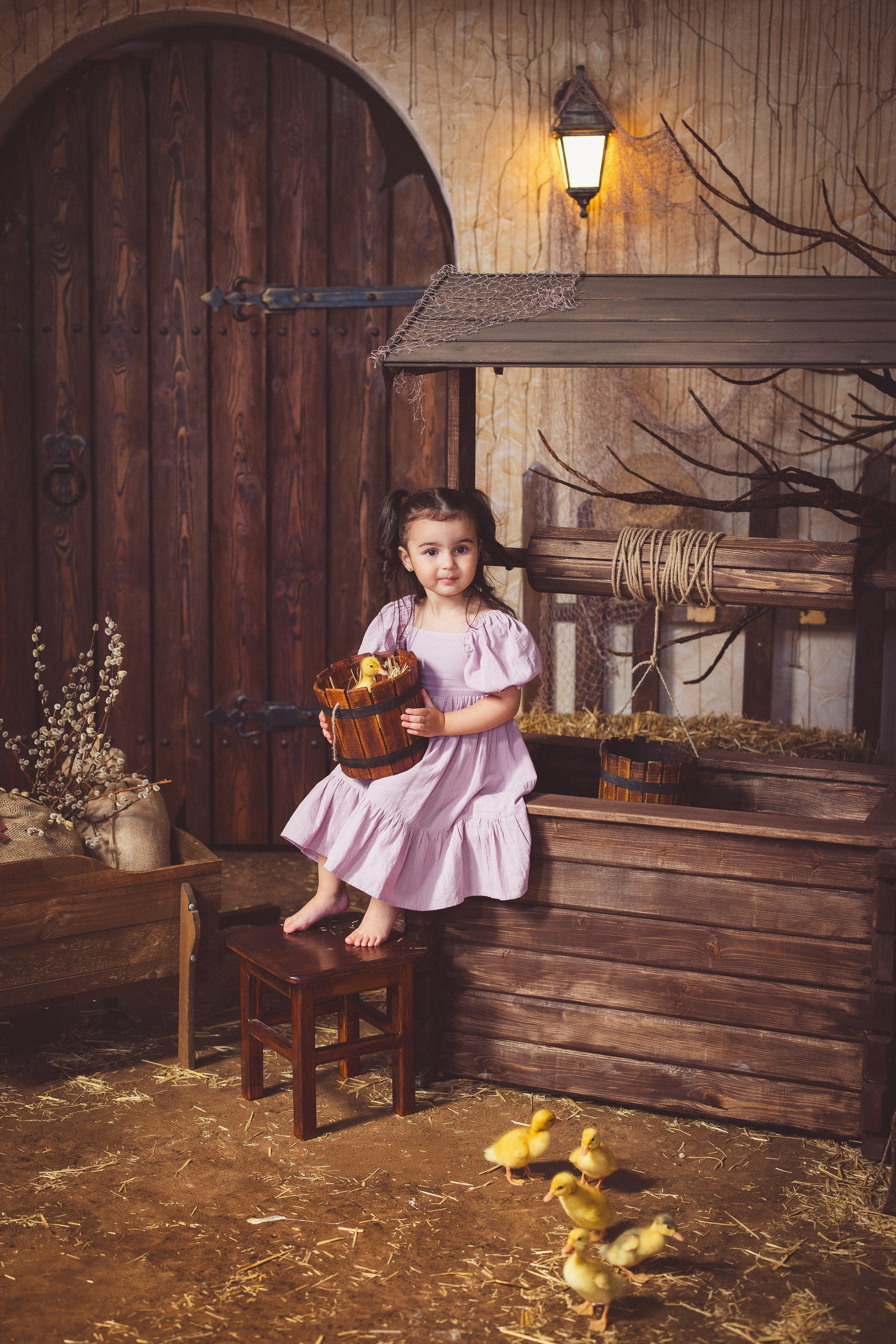 Пасхальный фотопроект с козочкой и утятами, в фотостудии «Эль» 2024 г. Семейный и детский фотограф в Краснодаре Анна Трашкова