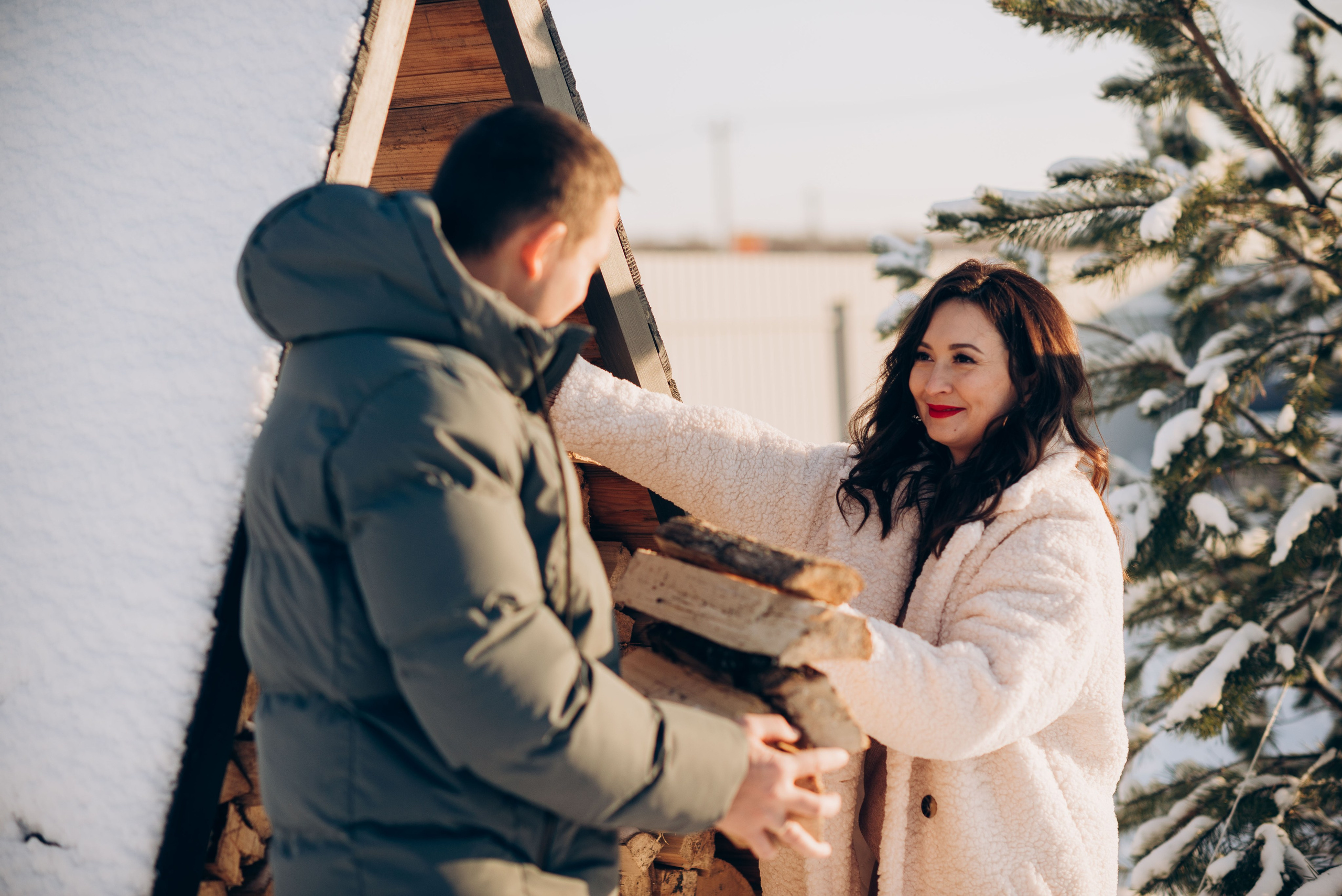 Зимняя фотосессия в домике A-frame. Семейный фотограф в Домодедово и Москве Елена Пичугина