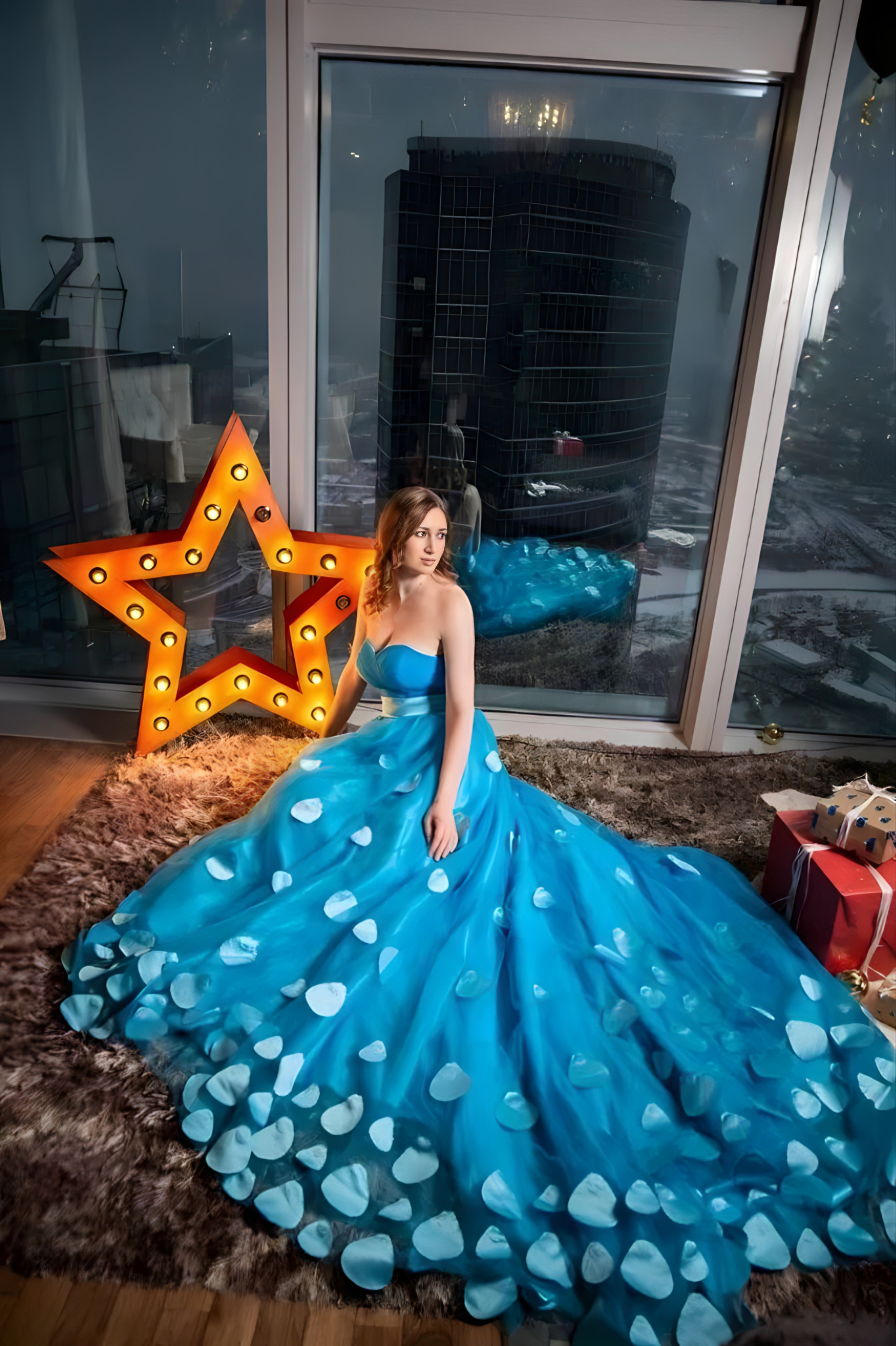 Голубое платье в аренду на Байкале