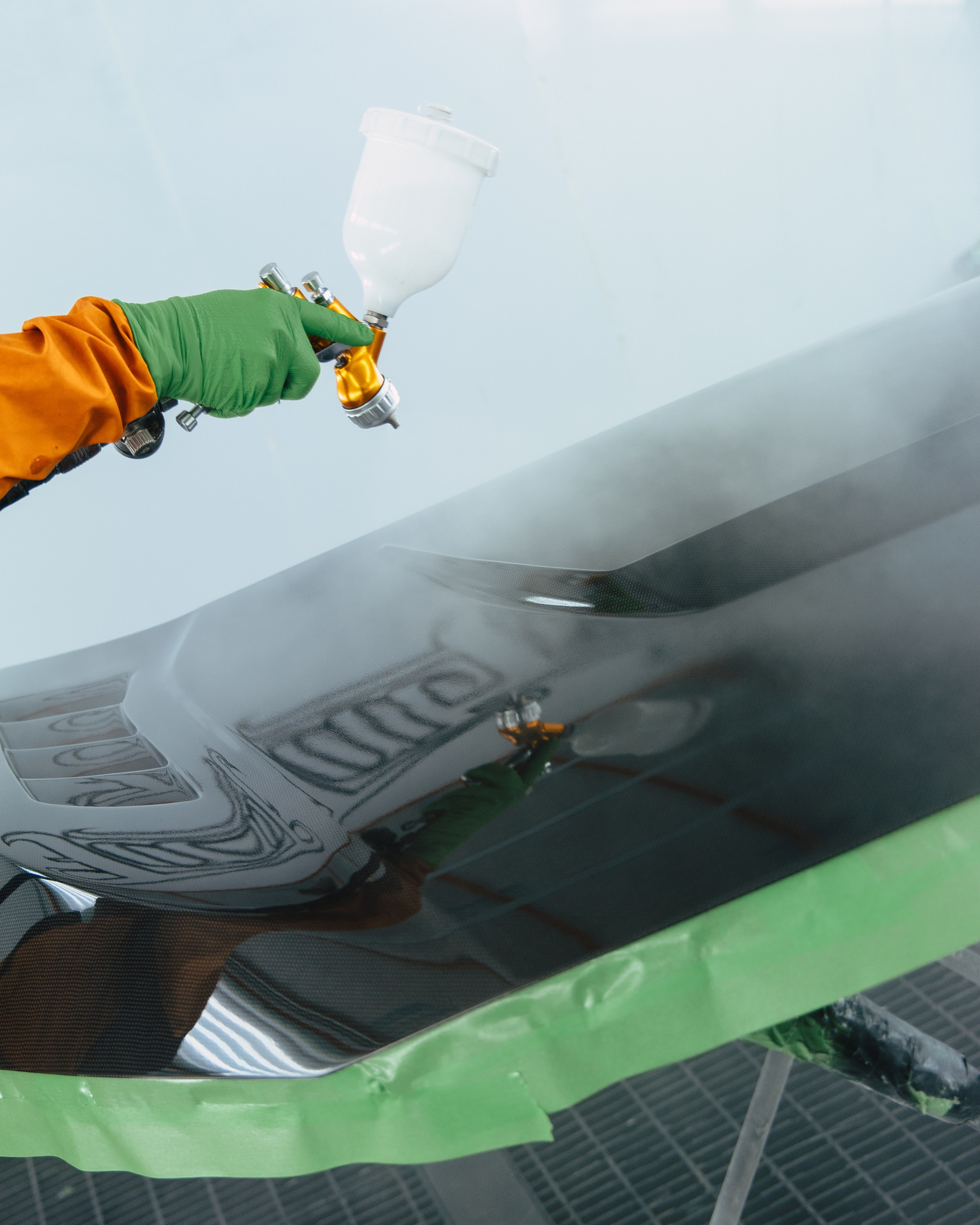 Honda Сivic type R снятие краски c капота и лачка карбона. DeLorein