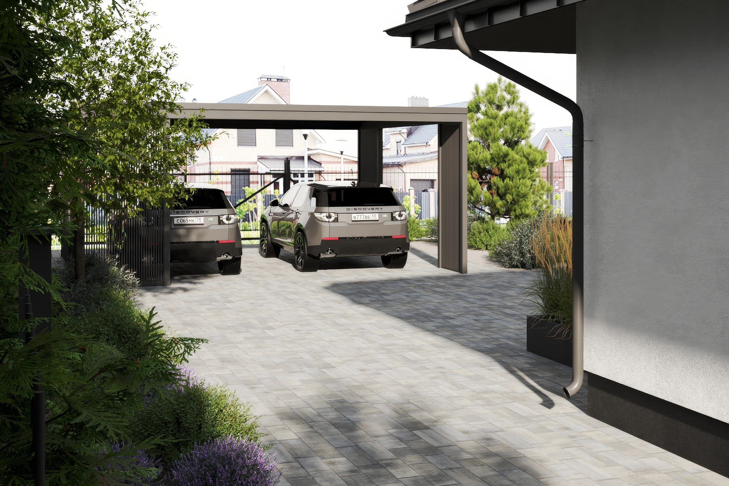 Визуализация ландшафтного дизайна частного дома в Пскове. 3d визуализатор marybond3d