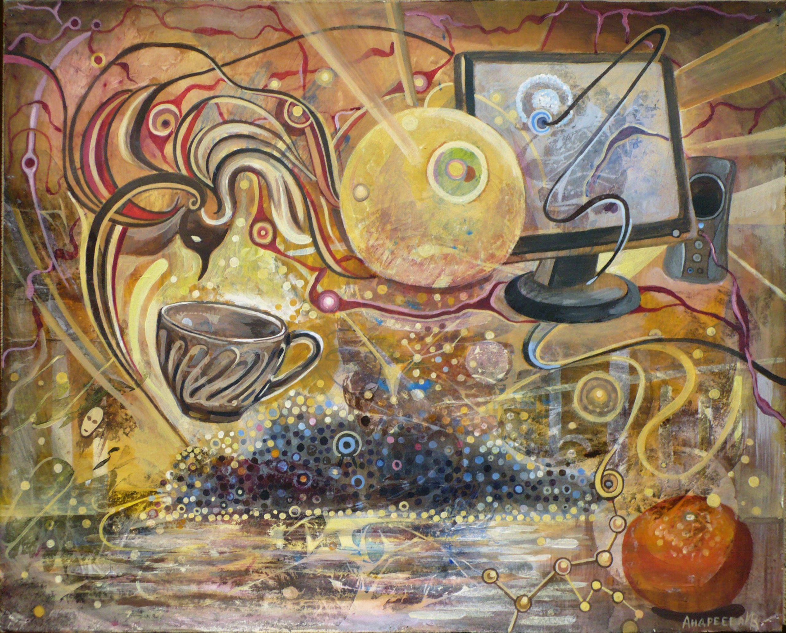 Ретрансляция. Акрил, бумага 40х50. Год создания 2013.