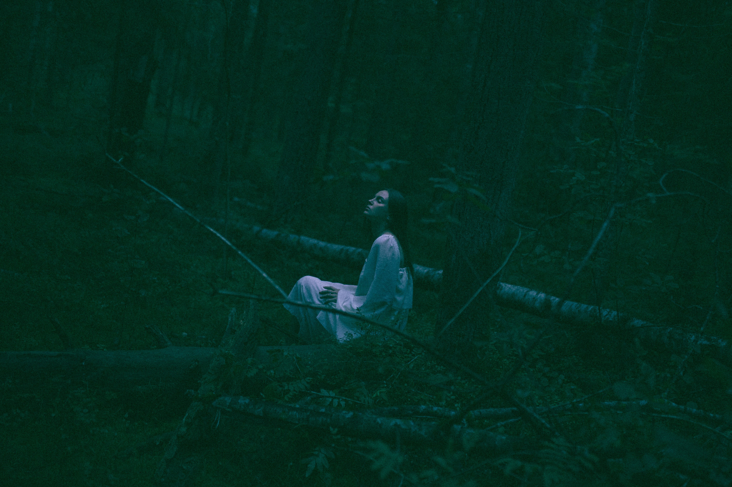 Две девушки в темном лесу