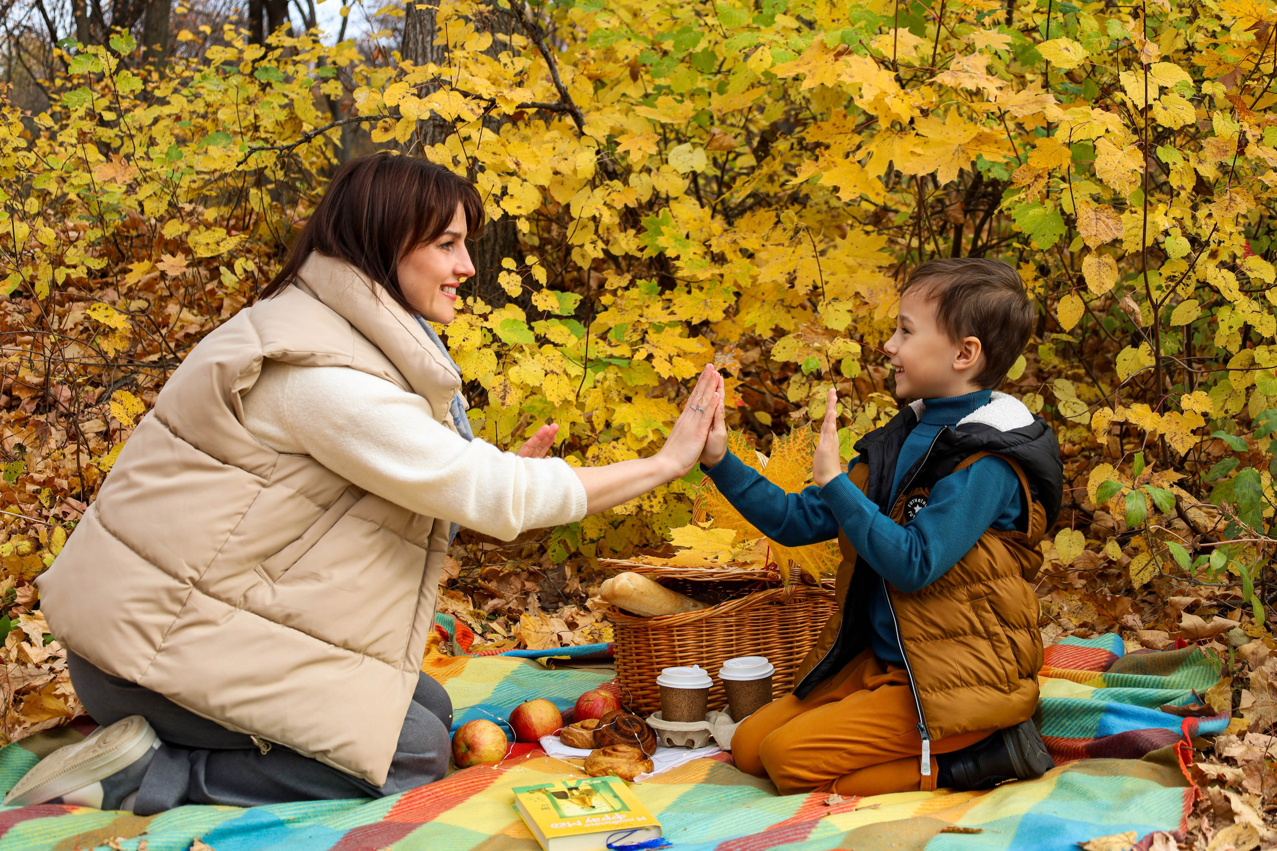 осенняя фотосессия пикник мама с сыном