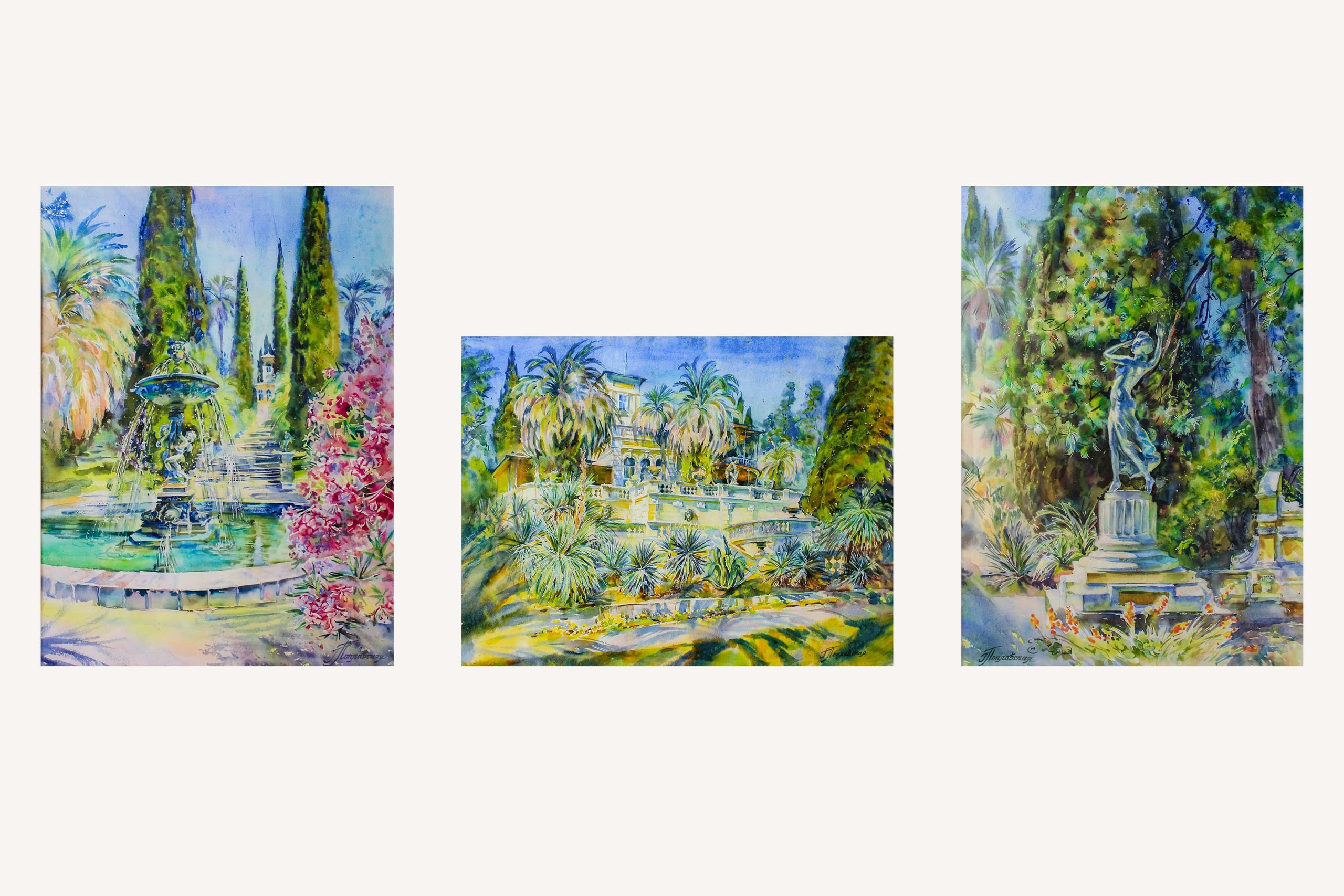 Триптих "Сочинский Дендрарий" художника Галины Поплавской