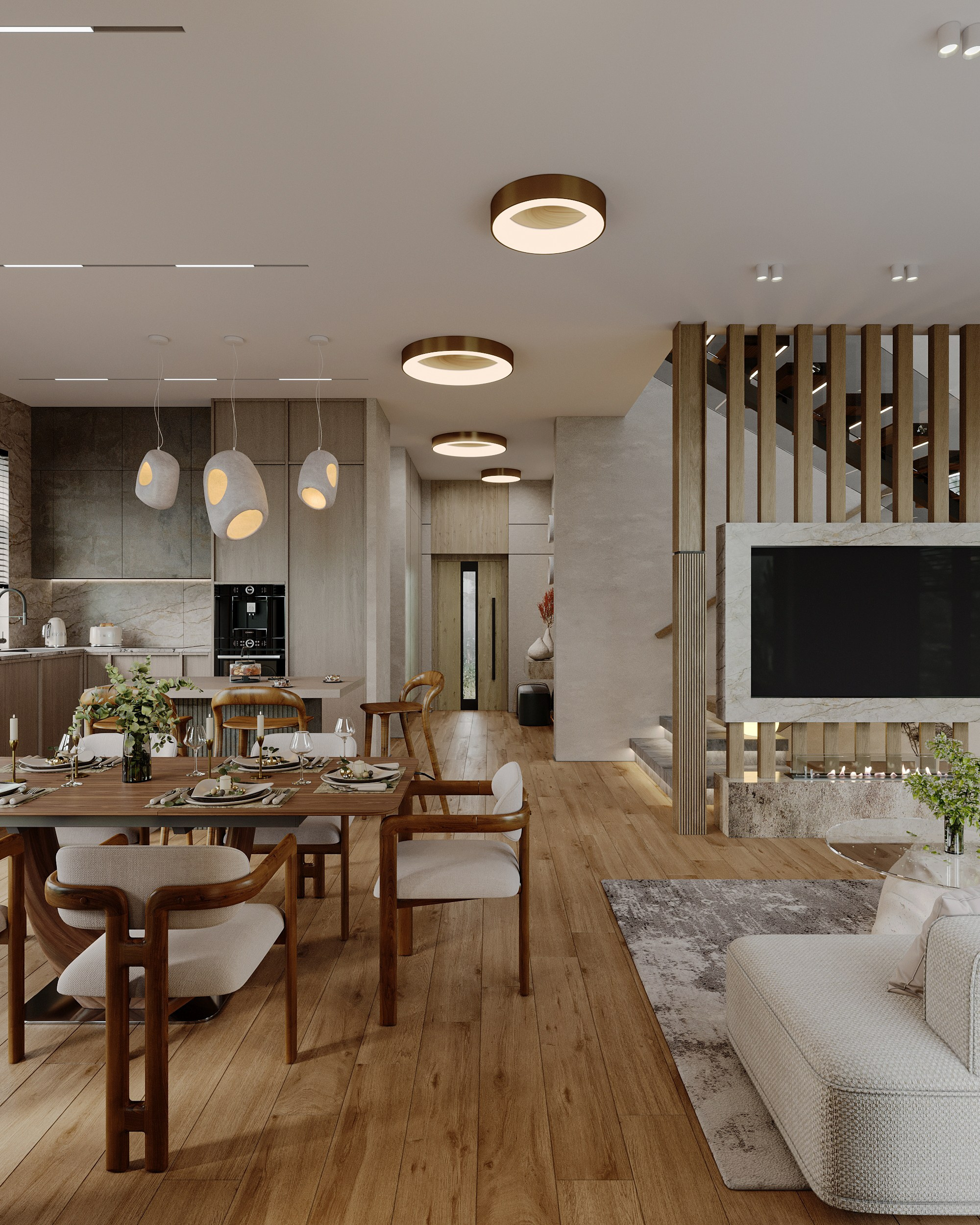 Визуализация загородного дома (интерьерная). Королёва Анастасия | 3D визуализатор