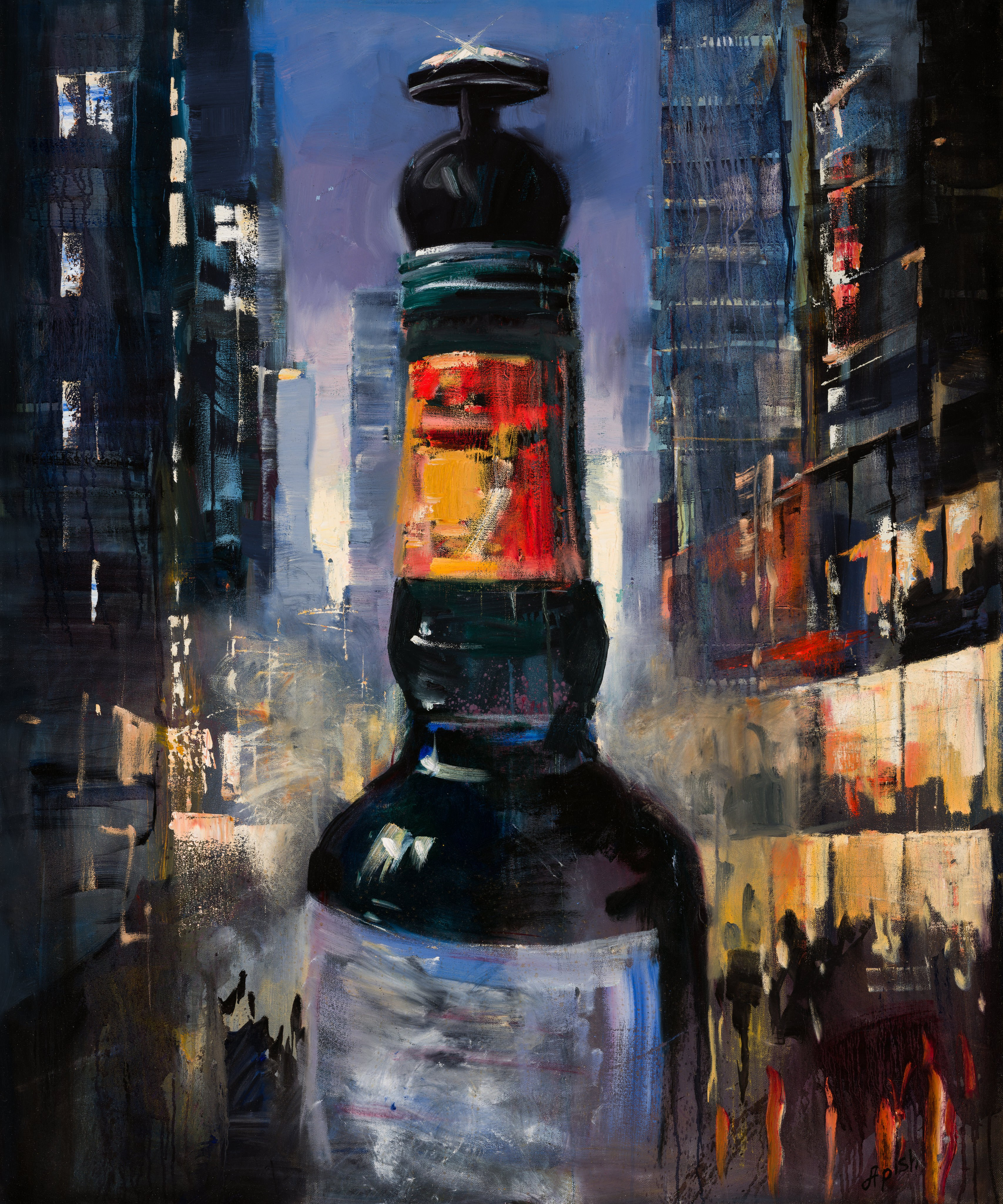 «Город грехов» - художник Алексей Апиш (холст, масло, 120x100 см, 2020-2021)