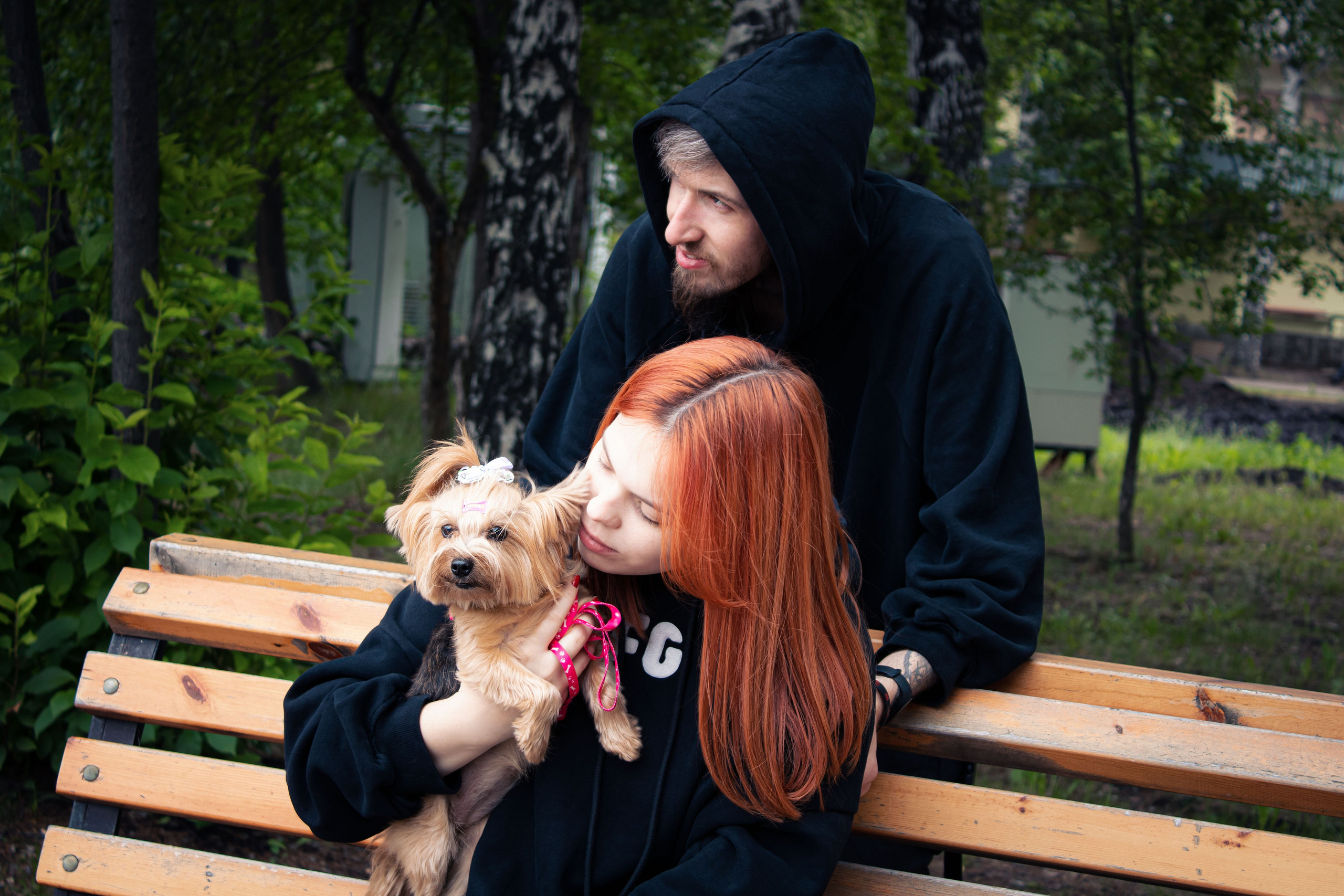 прогулка влюбленных и их питомцев на свежем воздухе 