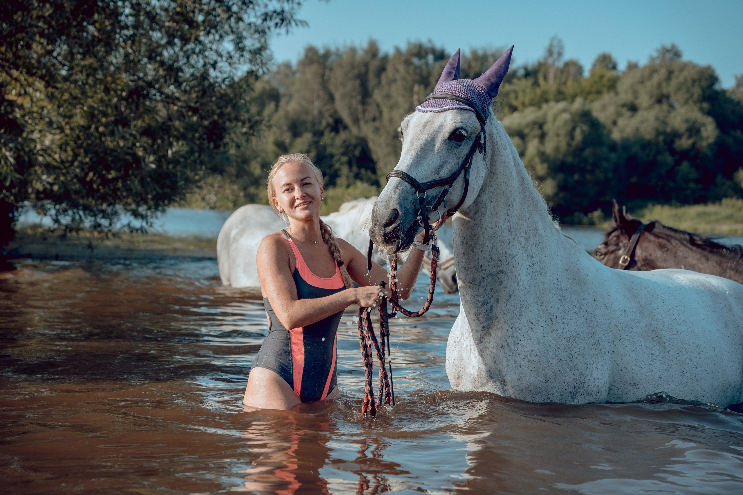 Купание лошадей 05.07.2024. Портретный и семейный фотограф в Москве/Видное
