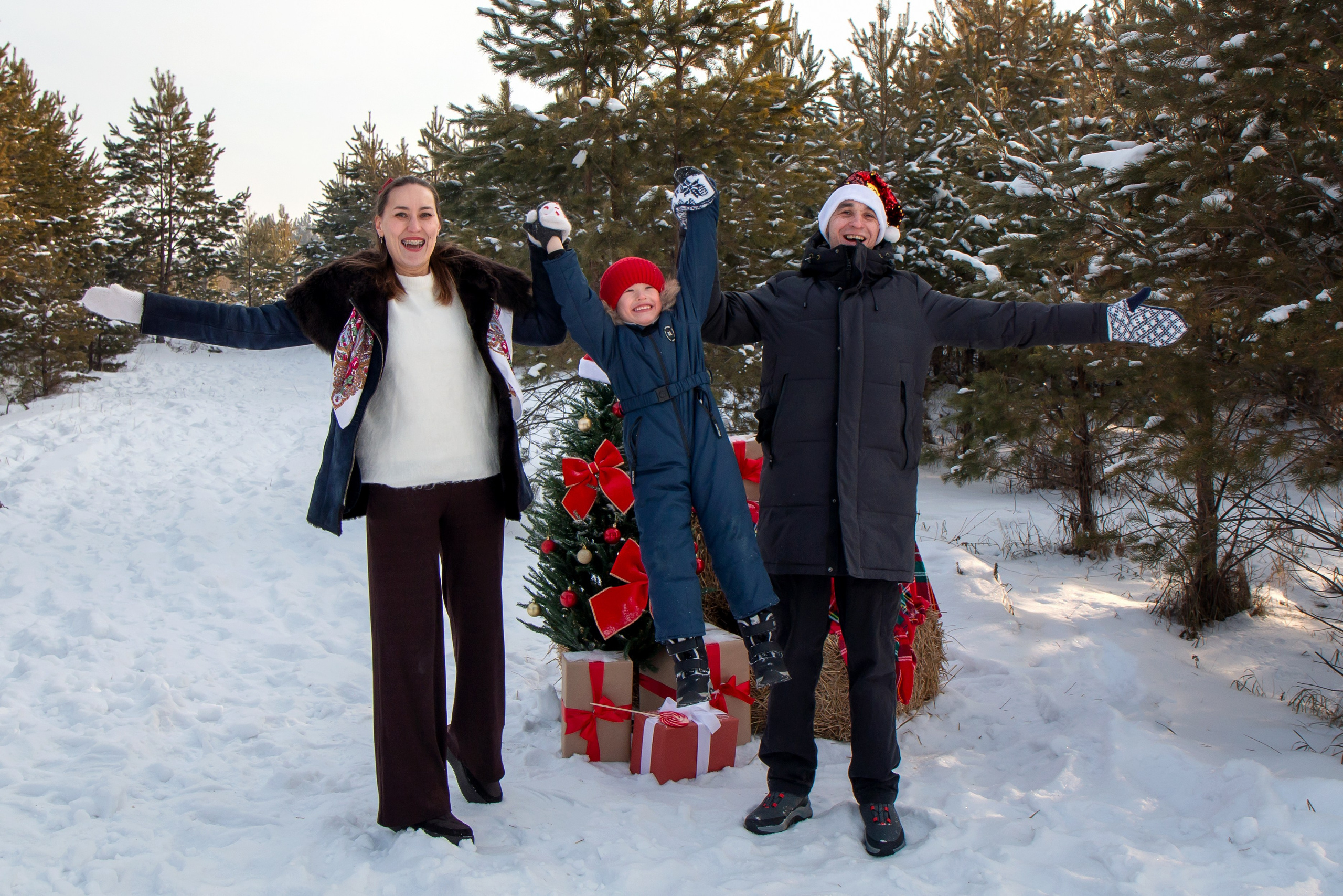 Анастасия с семьей. Участники «Новогоднего фотопроект с лошадью». Фотограф в Шелехове, лучшие выпускные альбомы в Шелехове