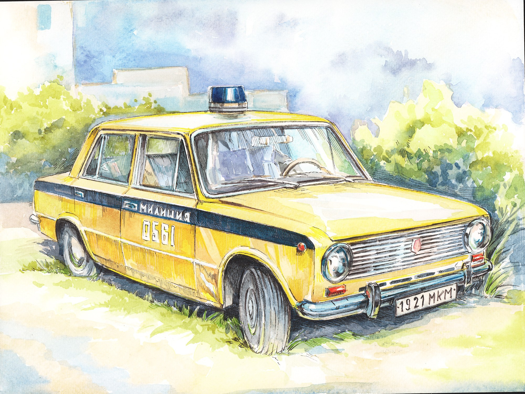 Легковые и грузовые автомашины СССР. Художник Александр Петрунин