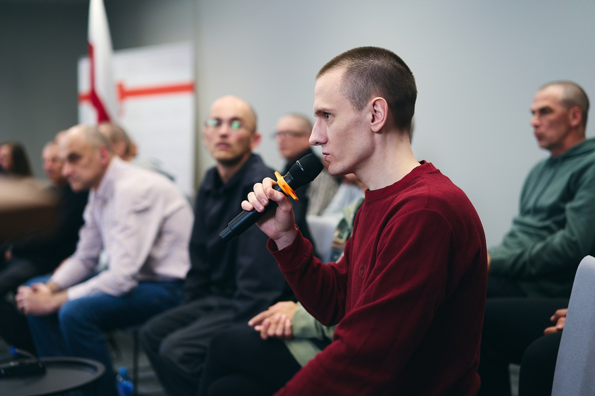Press conference with Sviatlana Tsikhanouskaya and released political prisoners. Photographer in Vilnius