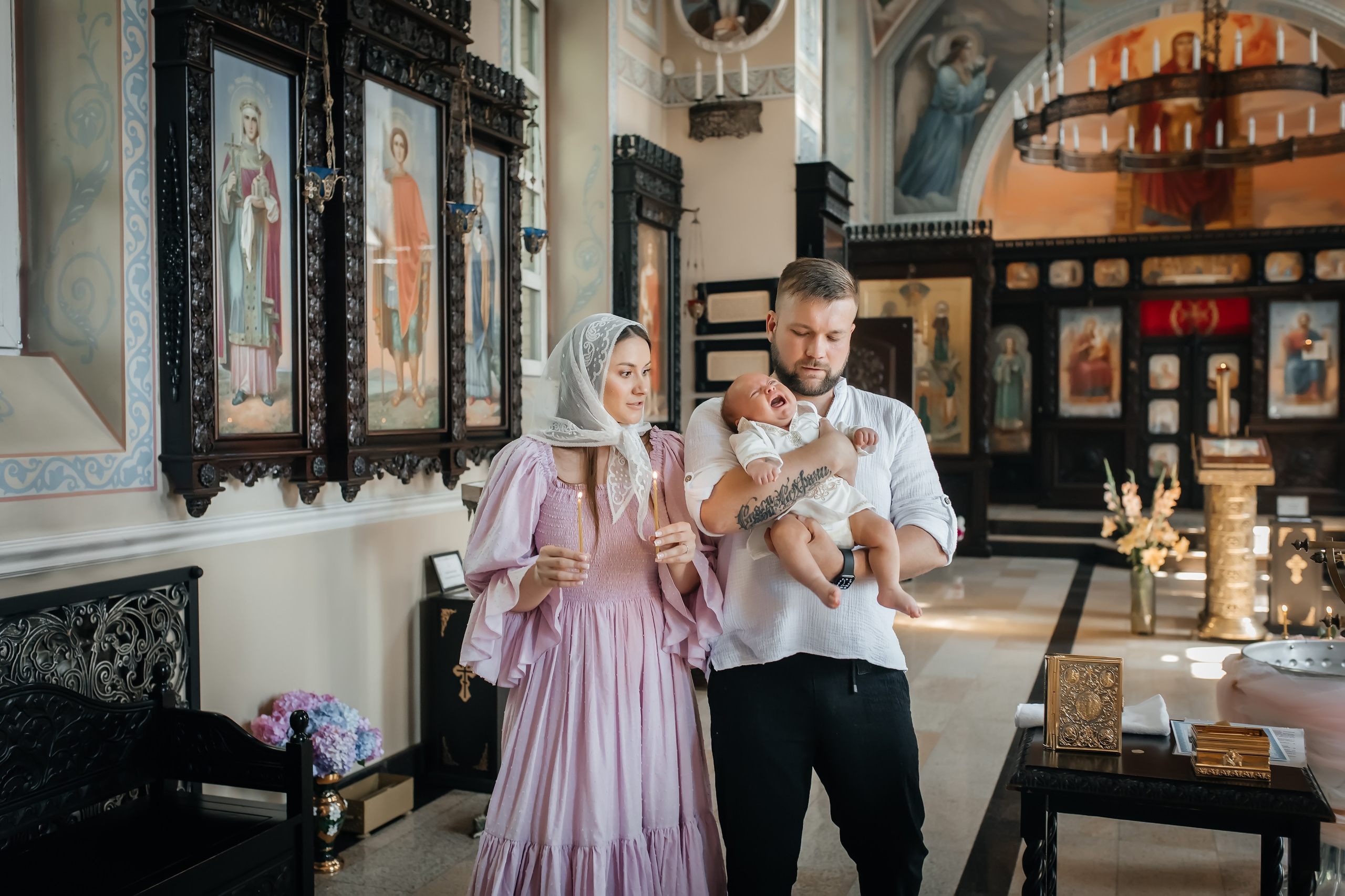 Крещение Савелия в Храме Ксении Петербургской Горки Ленинские. Фотограф на крещение и венчание Москва  Надежда Баланина