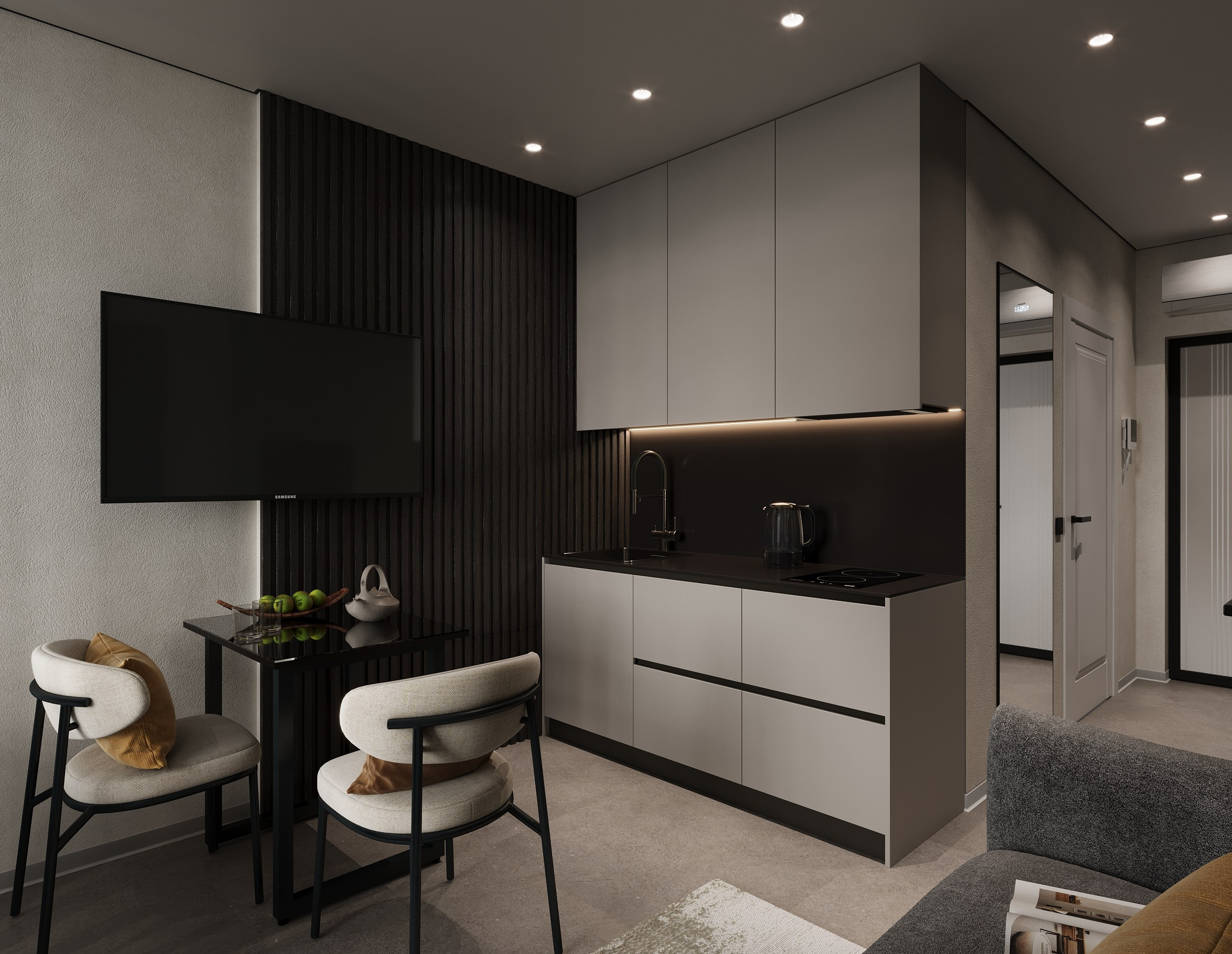 Студия 28 м². 3D визуализация