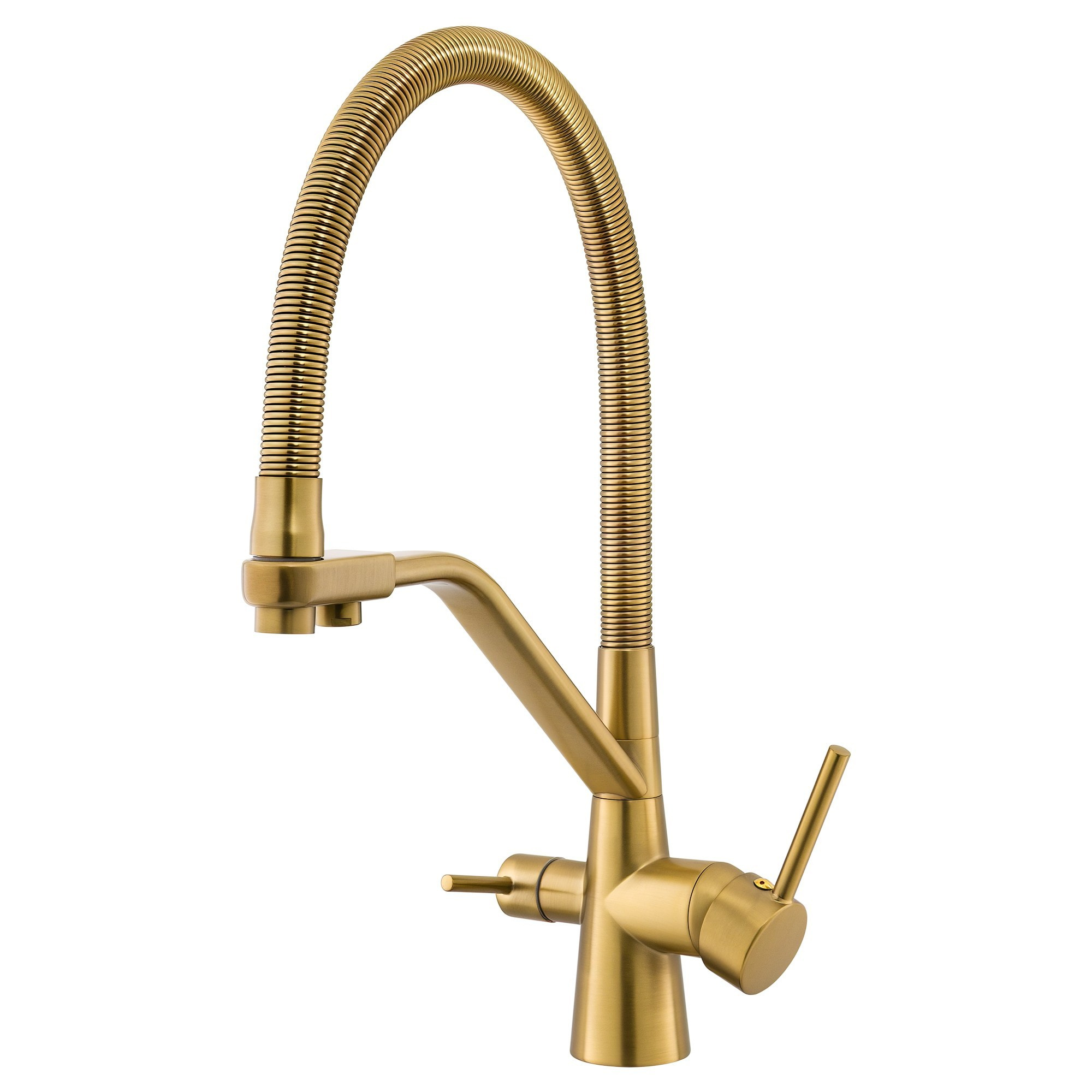 Смеситель для кухни с гибким изливом матовое золото
