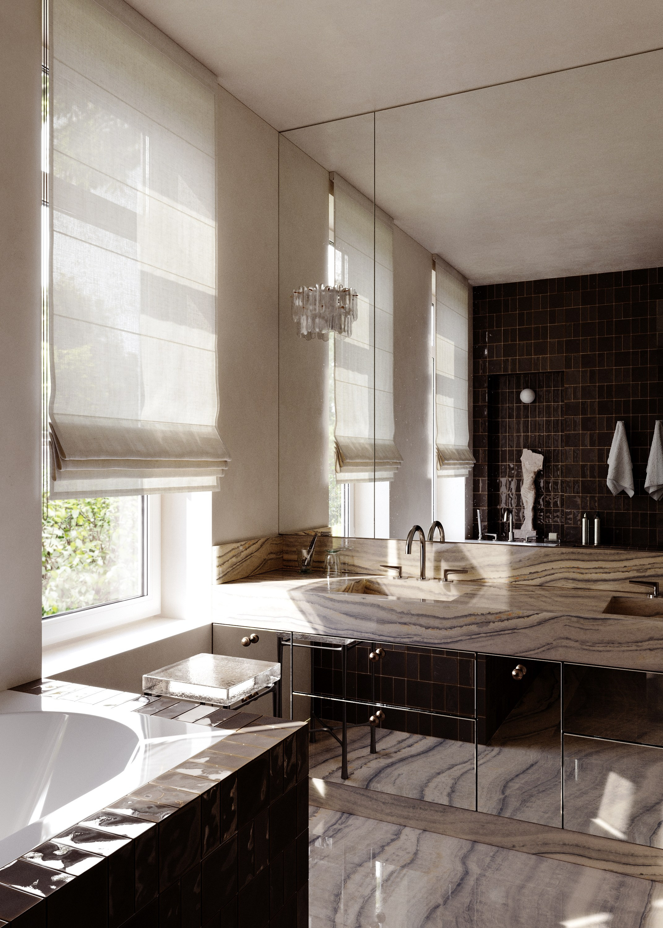 Ванная с видом на сад. 3d визуализатор Валерия Романова