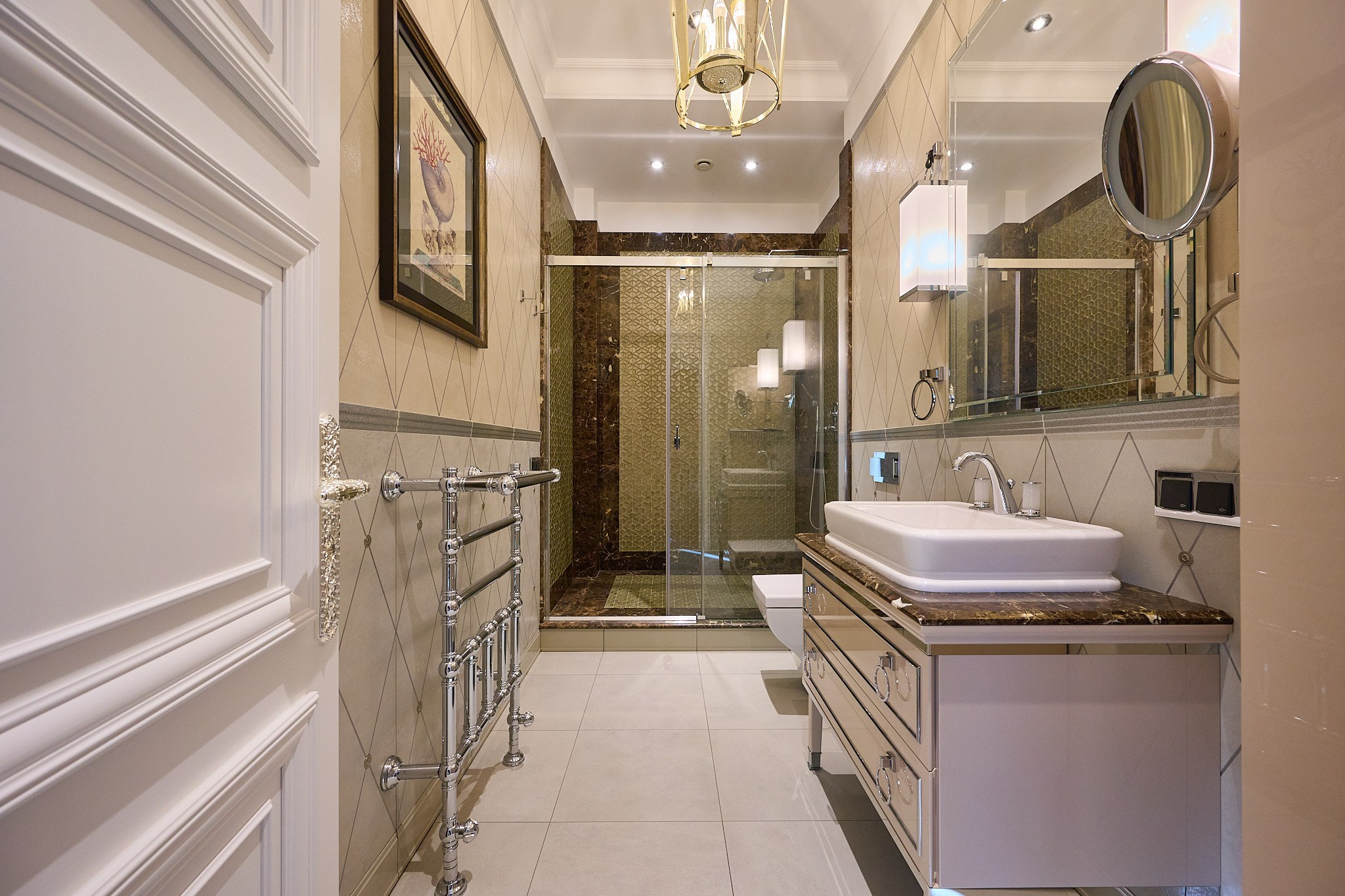 ванная комната светлые тонная бежевые оттенки 