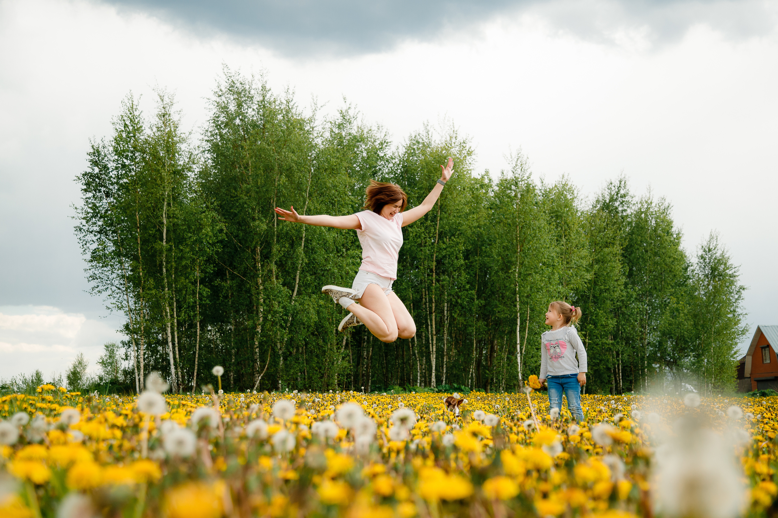 Семейная съемка в одуванчиках. Фотограф Карпачан Анастасия