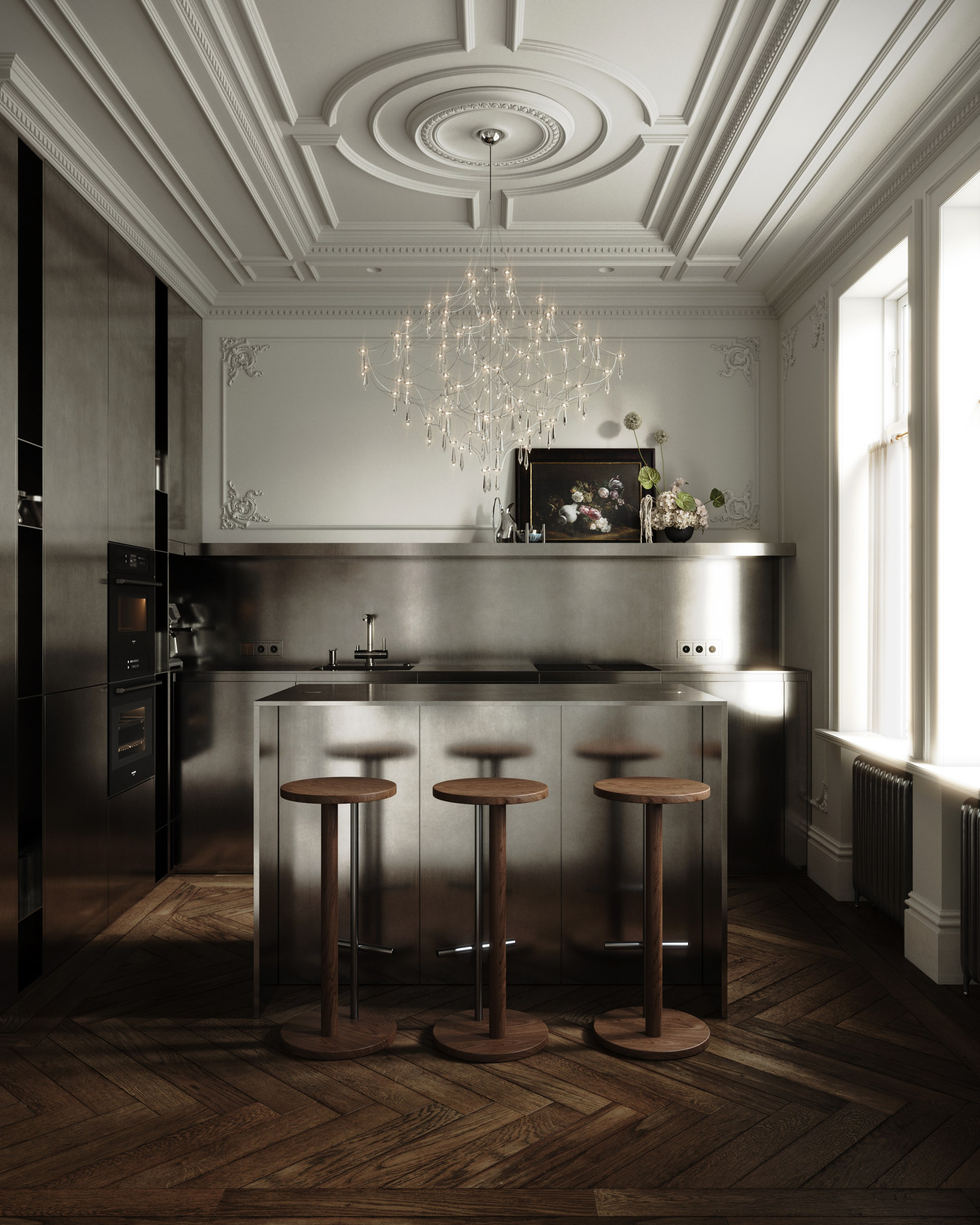 Кухня в старом фонде. Создание 3д визуализаций. Анимированное видео. Сборка сцен