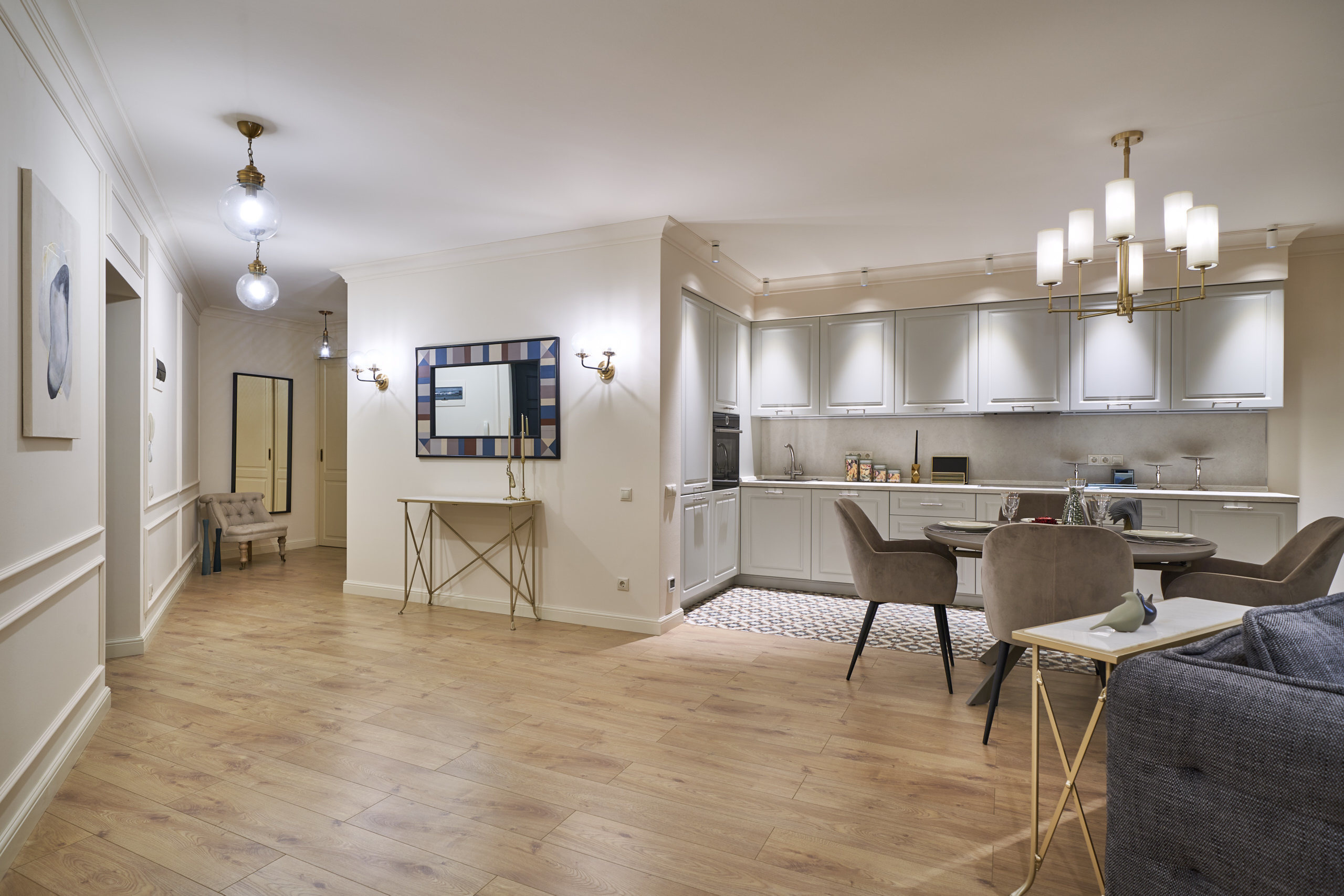 Демонстрационная квартира ЖК «Тургенев» - Краснодар - фото 4 - интерьер кухни гостиной столовой