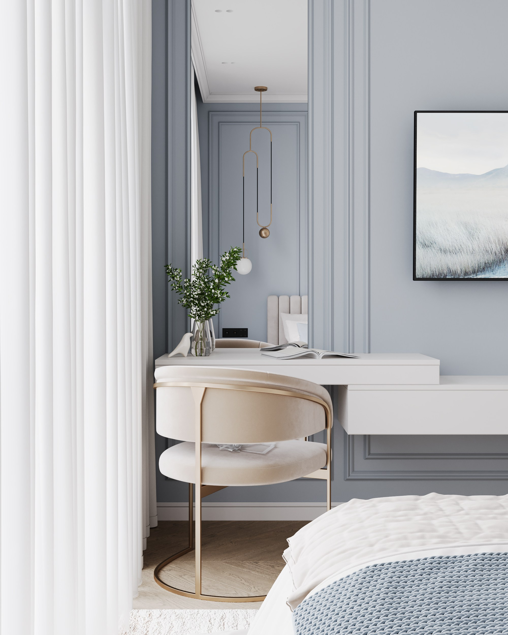 Blue Classic. Дизайн интерьера | 3D визуализация | Миланская Марина