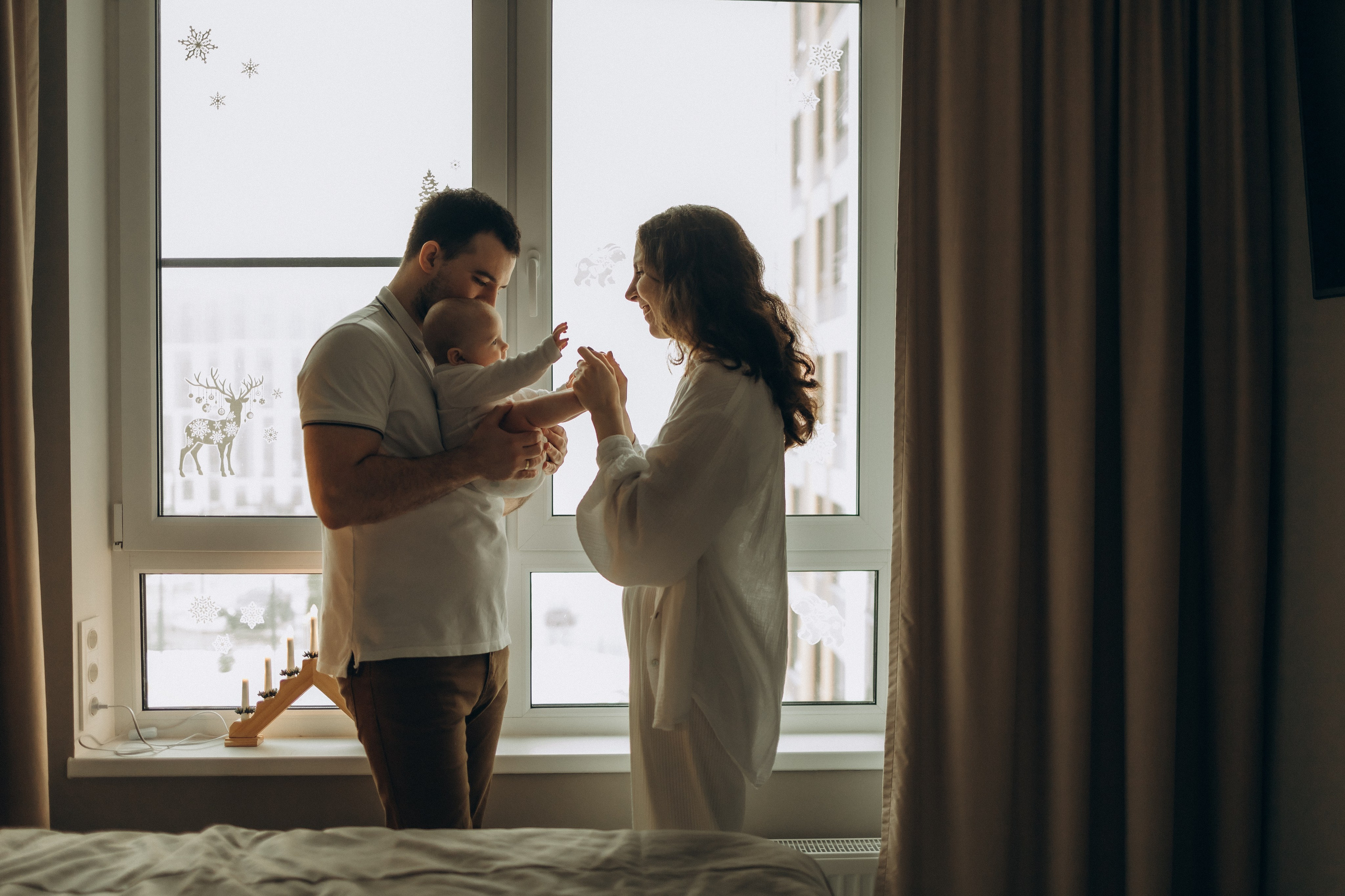 Наташа, Сережа и малыш Левушка. Семейный, домашний, ньюборн фотограф Москва Цветкова Елизавета