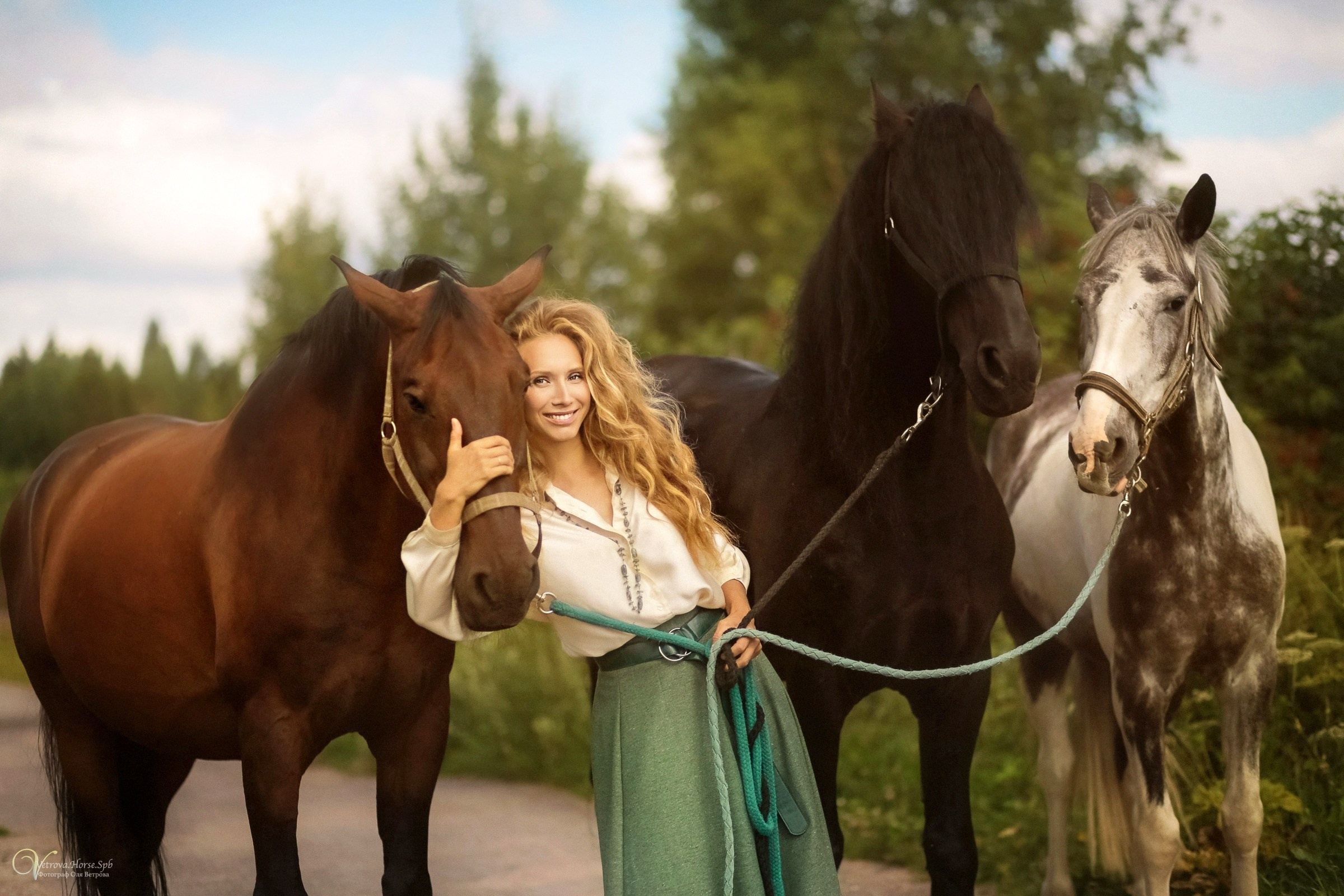 Фотосессии с лошадьми летом. Фотограф женский и мужской портрет Санкт-Петербург