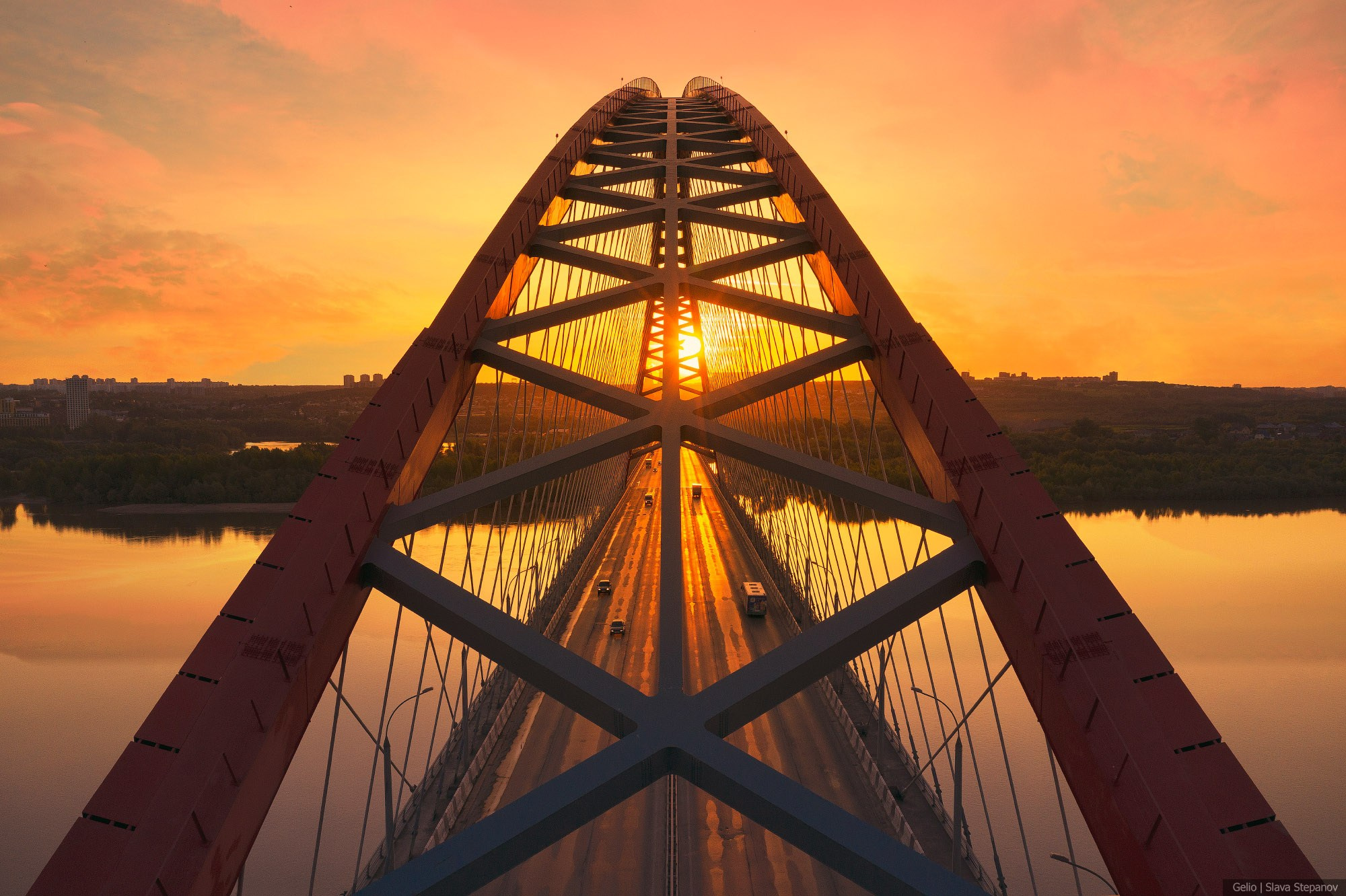 Новосибирск бугринский мост по оси с высоты